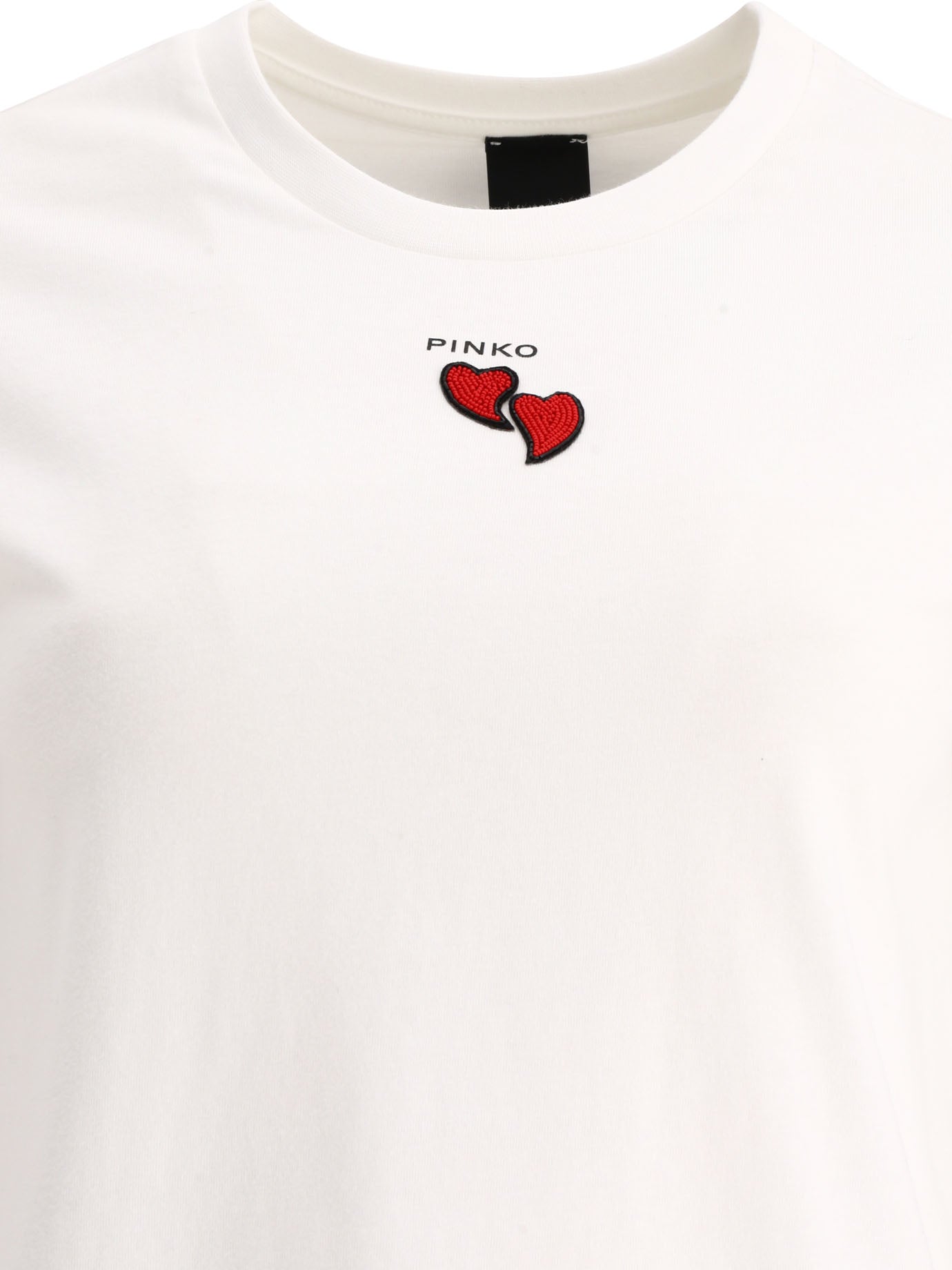 Pinko T-Shirt With Embroidered Hearts