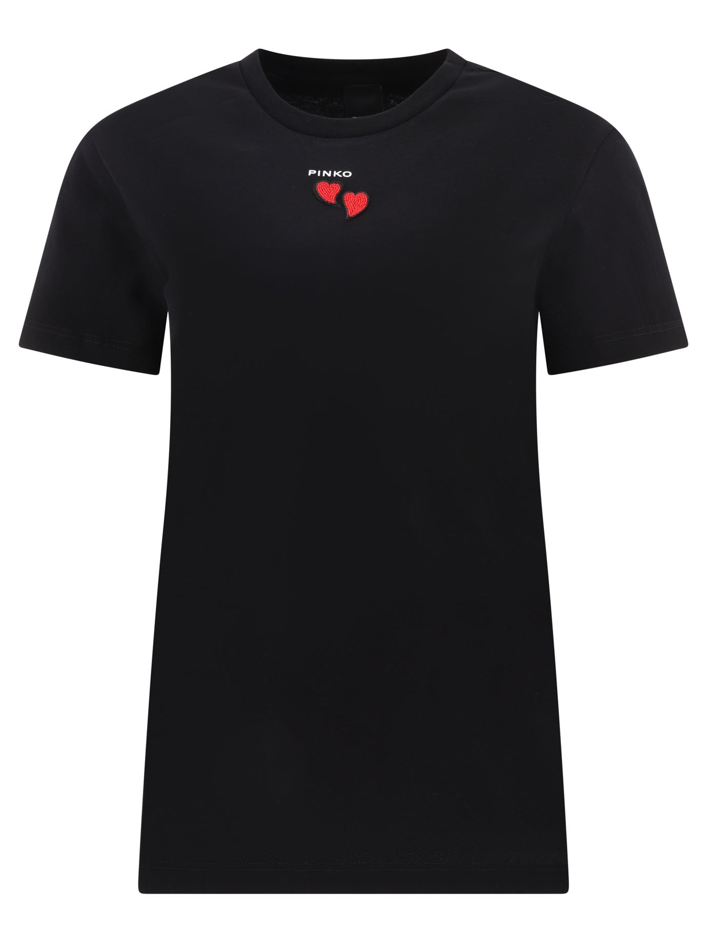 Pinko T-Shirt With Embroidered Hearts