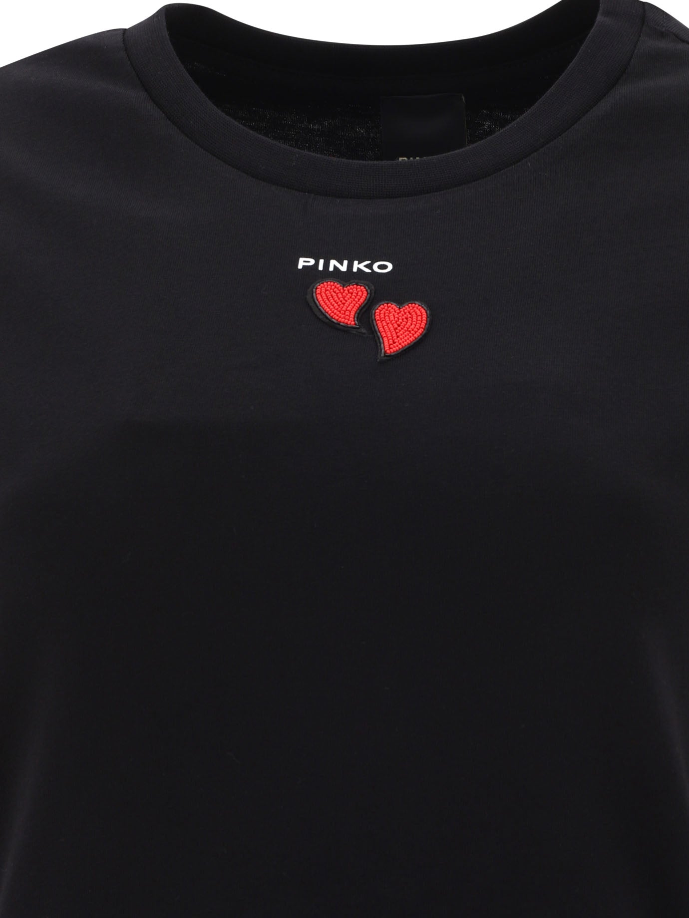 Pinko T-Shirt With Embroidered Hearts