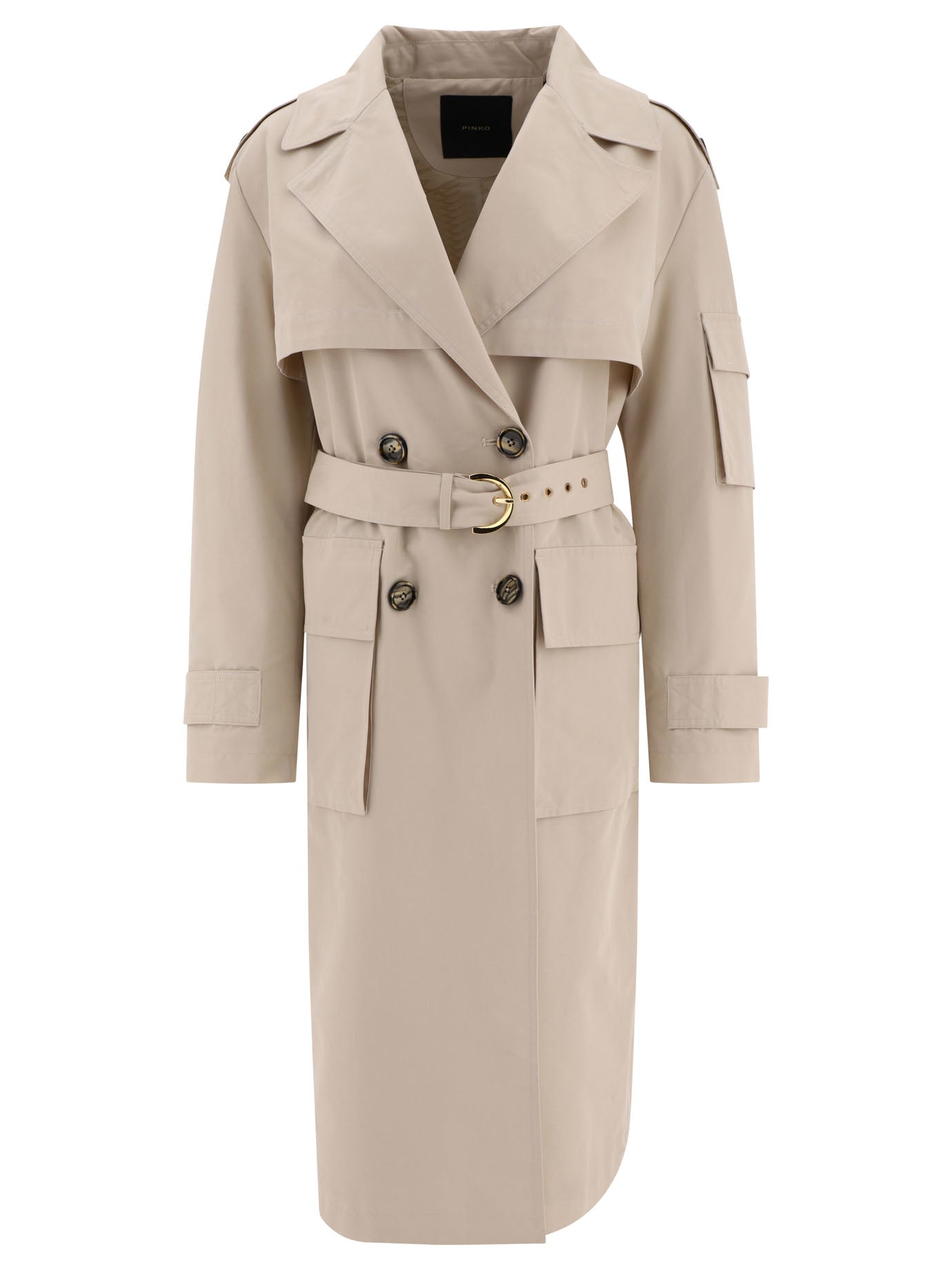 Pinko Trench Coat In Technical Gabardine