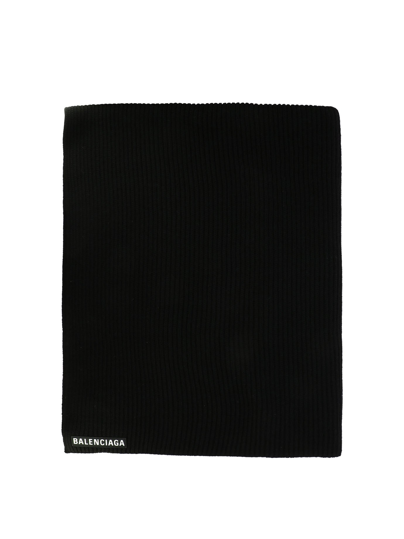 Balenciaga Logo-Patch Wool Scarf