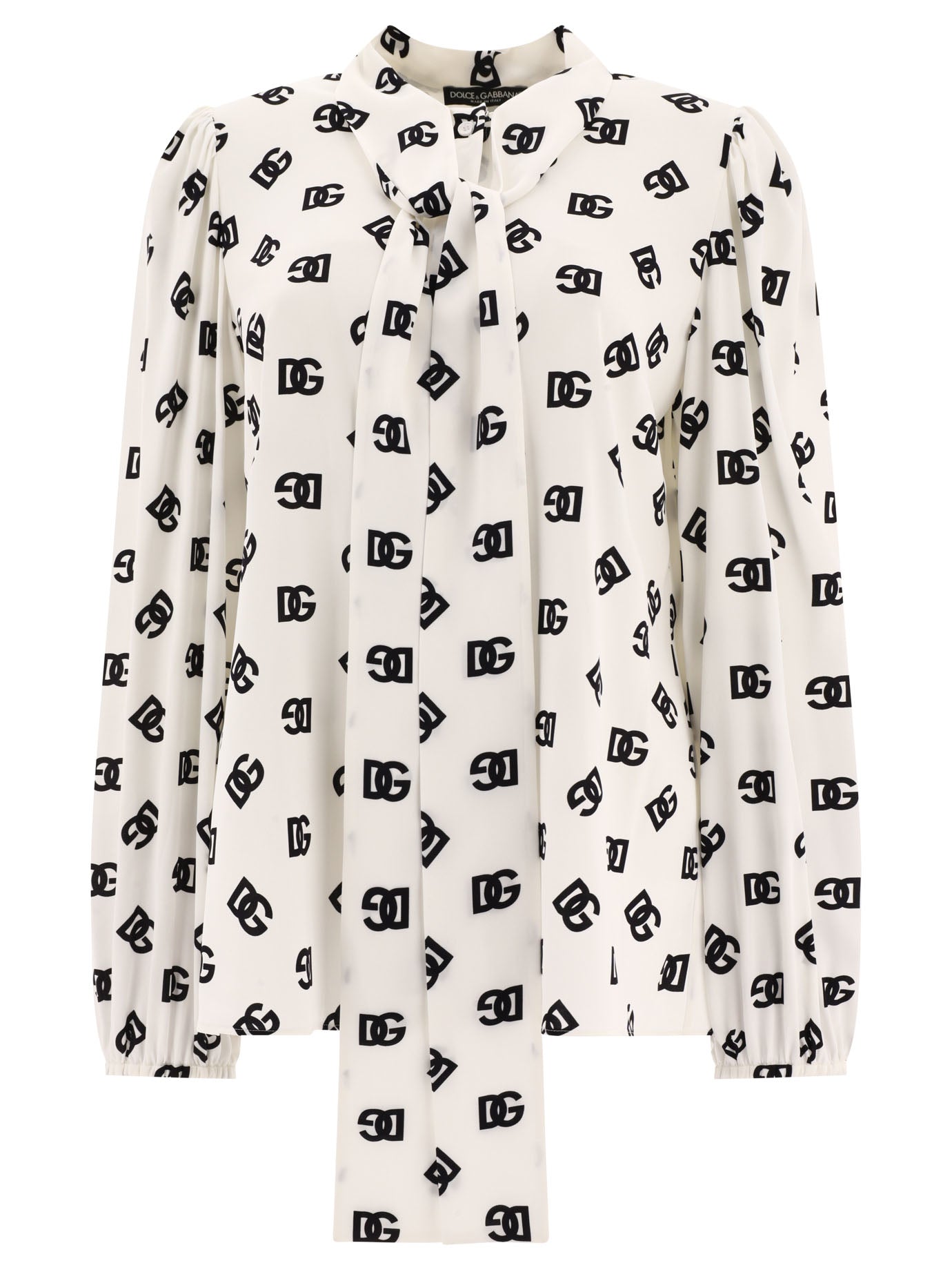 Dolce & Gabbana Charmeuse Shirt With All-Over Dg Logo Print