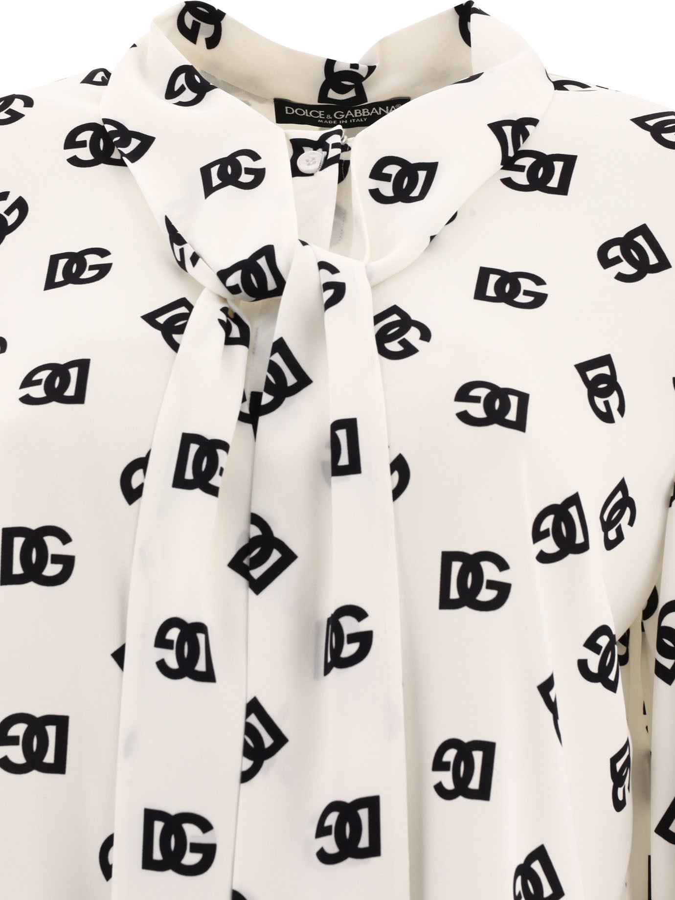 Dolce & Gabbana Charmeuse Shirt With All-Over Dg Logo Print