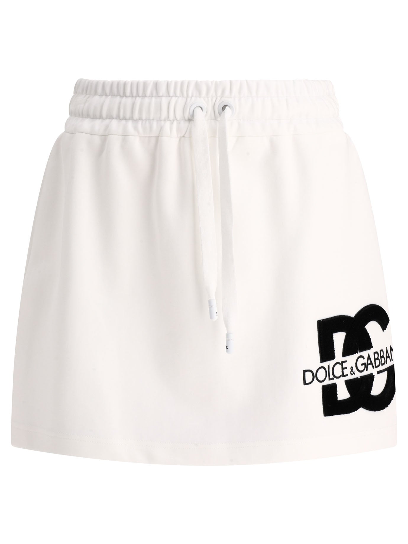 Dolce & Gabbana Jersey Miniskirt With Dg Logo Patch