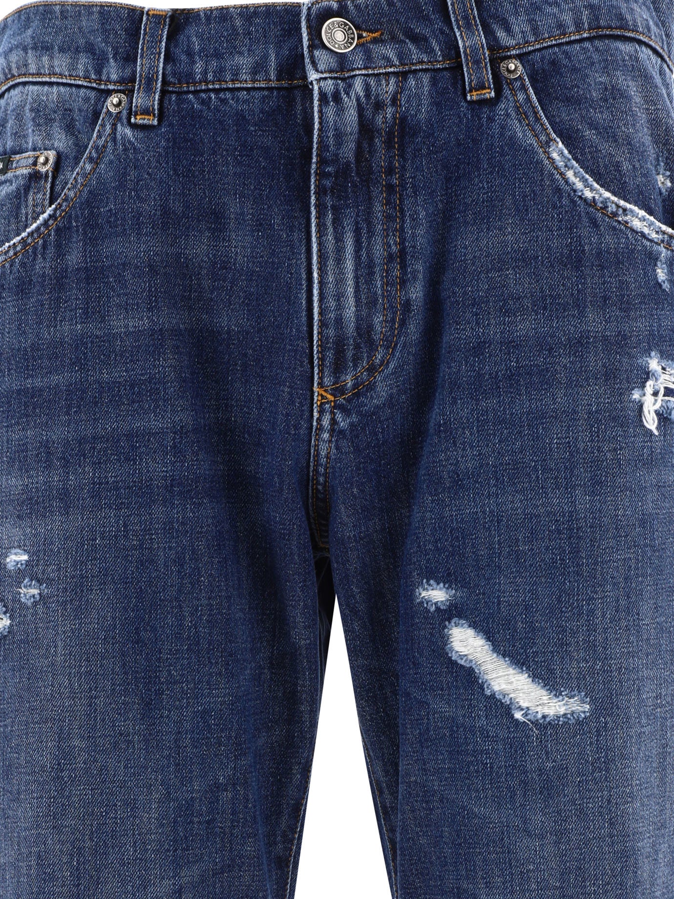 Dolce & Gabbana Straight Leg Jeans With Ripped Details