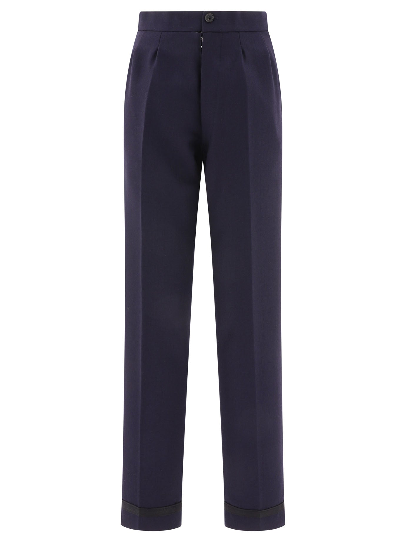 Maison Margiela Herringbone Wool Pleated Trousers