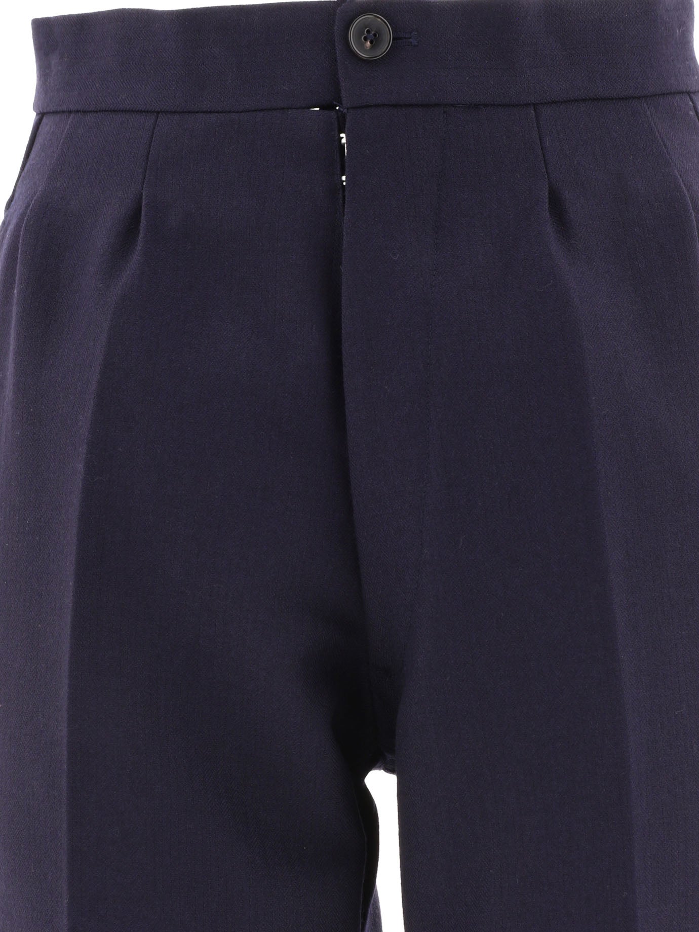 Maison Margiela Herringbone Wool Pleated Trousers