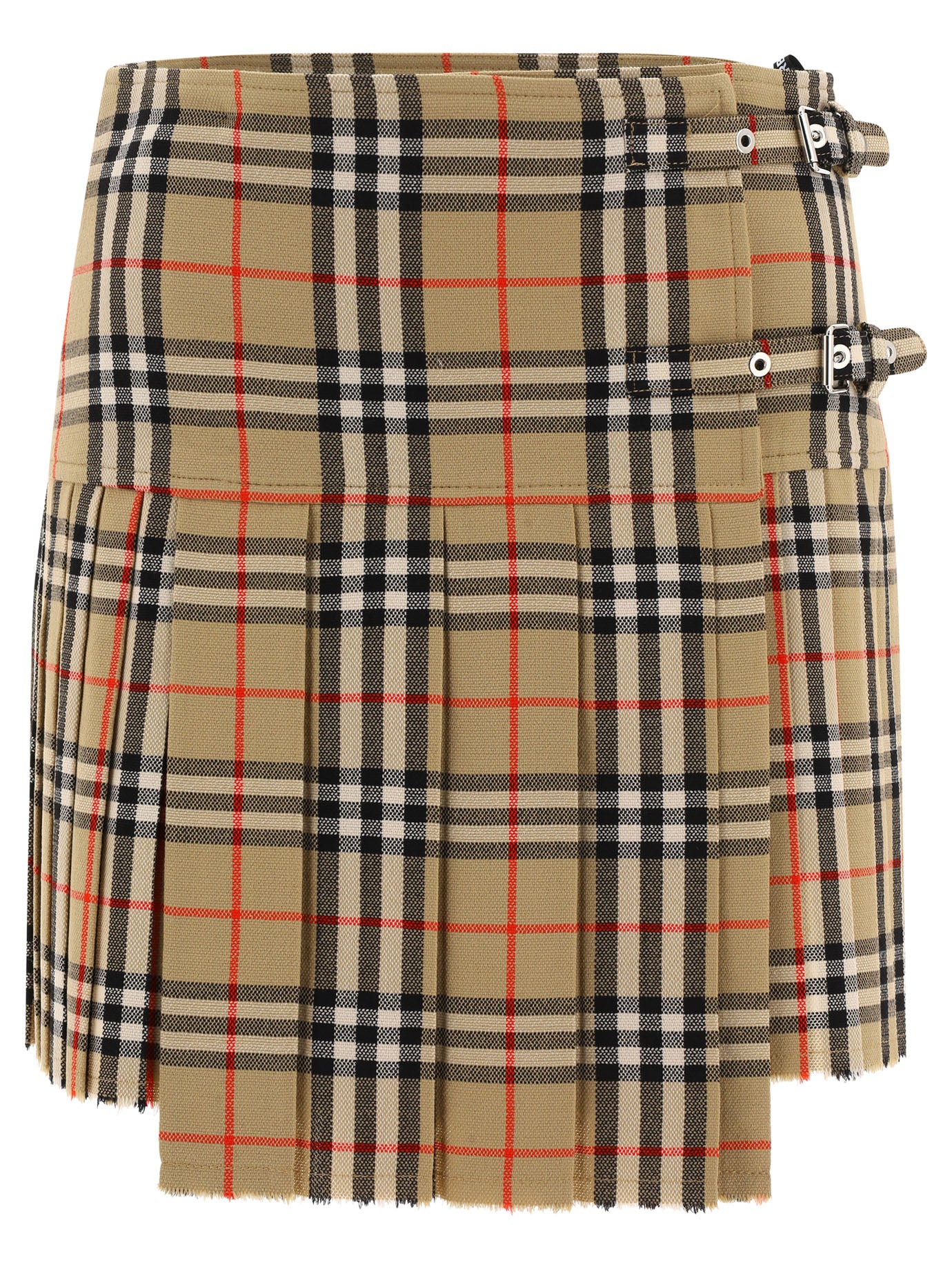 Burberry Pleated Check Wool Mini Kilt