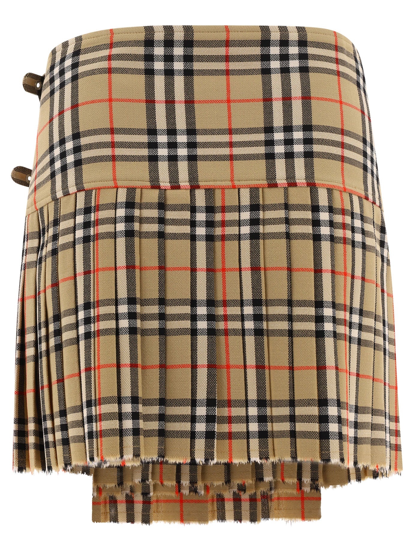 Burberry Pleated Check Wool Mini Kilt