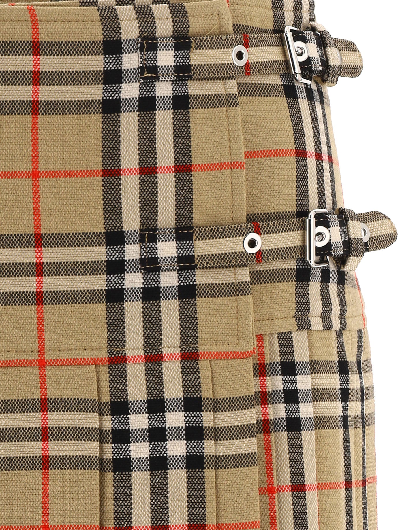 Burberry Pleated Check Wool Mini Kilt