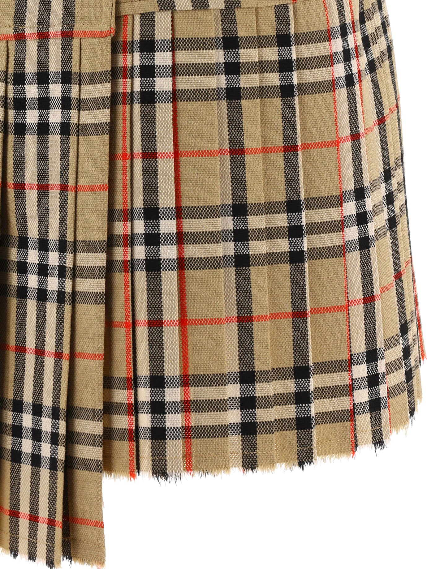 Burberry Pleated Check Wool Mini Kilt