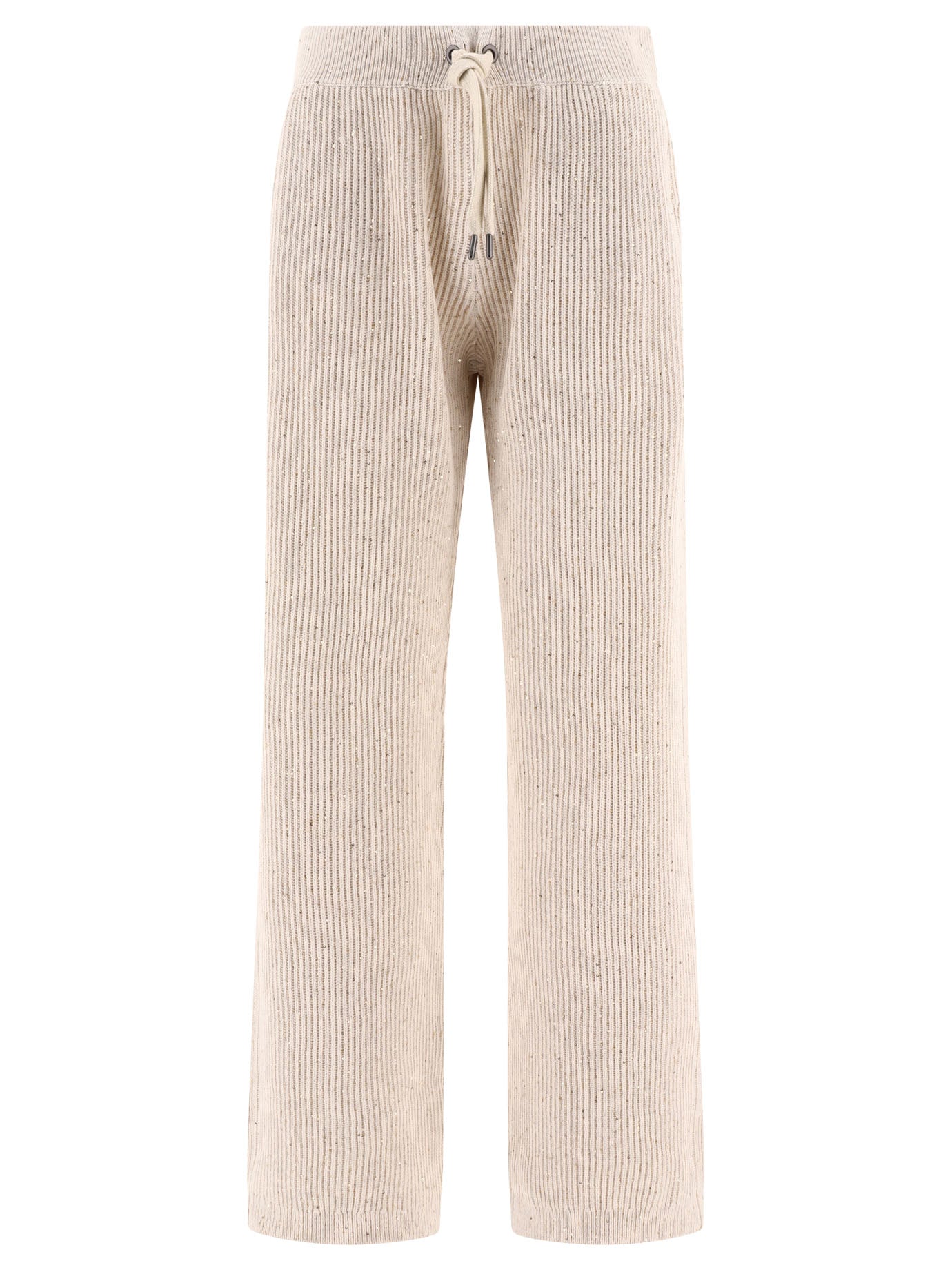 Brunello Cucinelli Sequin-Embellished Ribbed Trousers