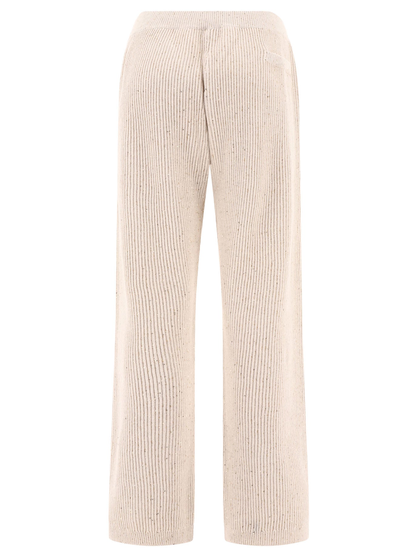 Brunello Cucinelli Sequin-Embellished Ribbed Trousers