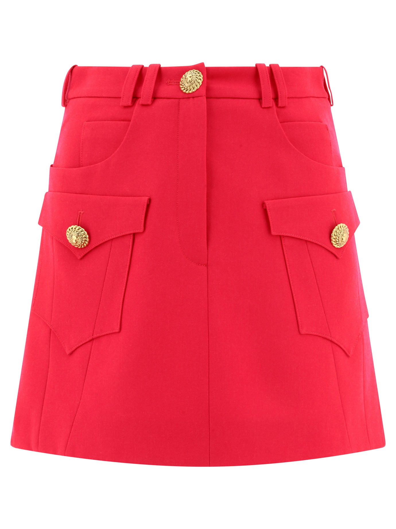 Balmain Western A-Line Cut-Out Skirt