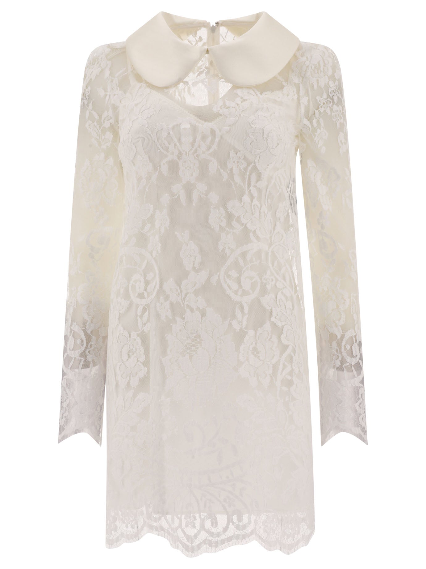 Dolce & Gabbana Lace Dress With Satin Collar