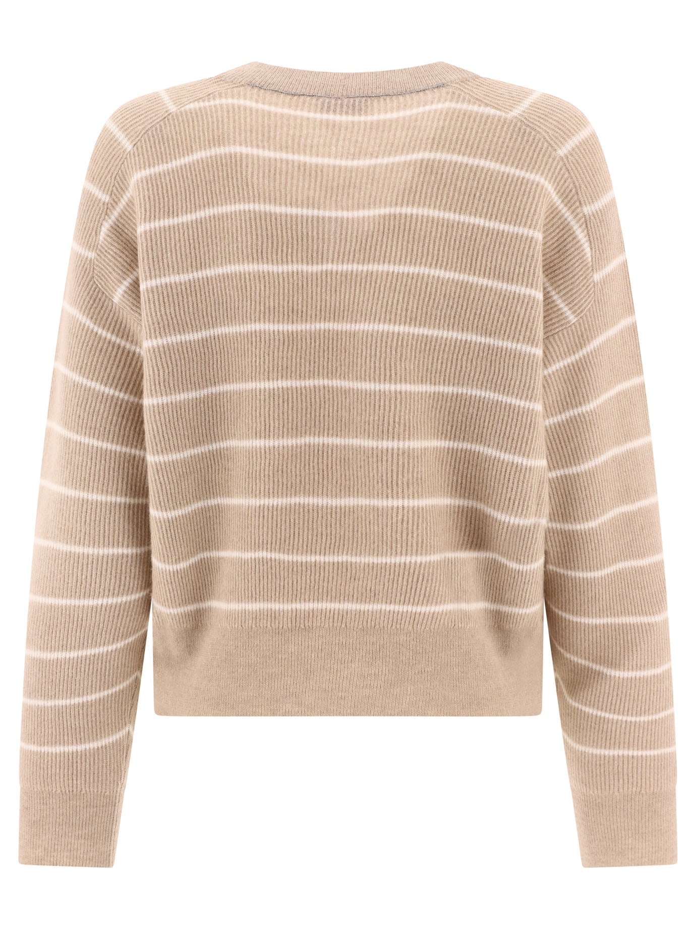 Brunello Cucinelli Striped English Rib Sweater With Monili