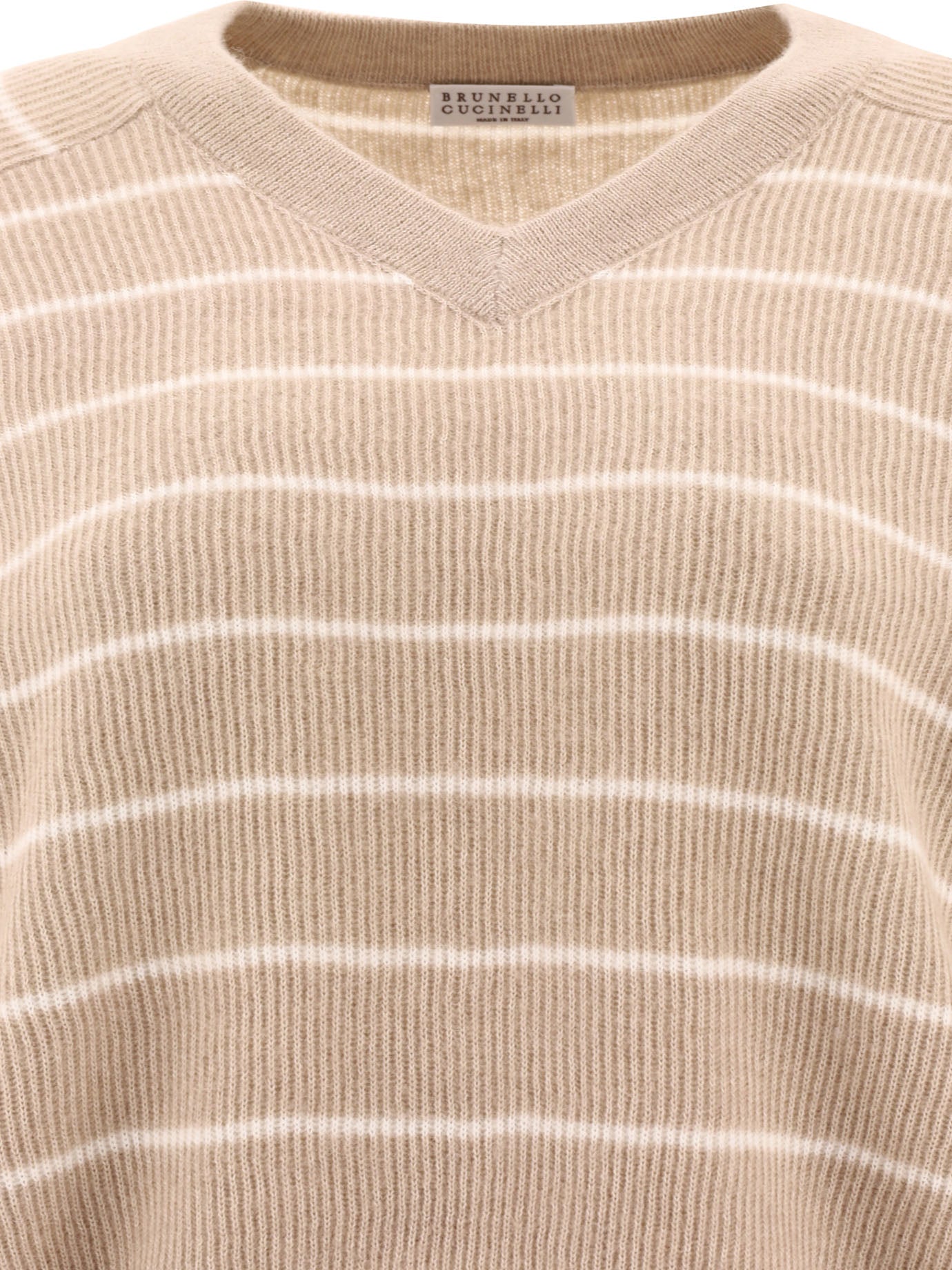 Brunello Cucinelli Striped English Rib Sweater With Monili