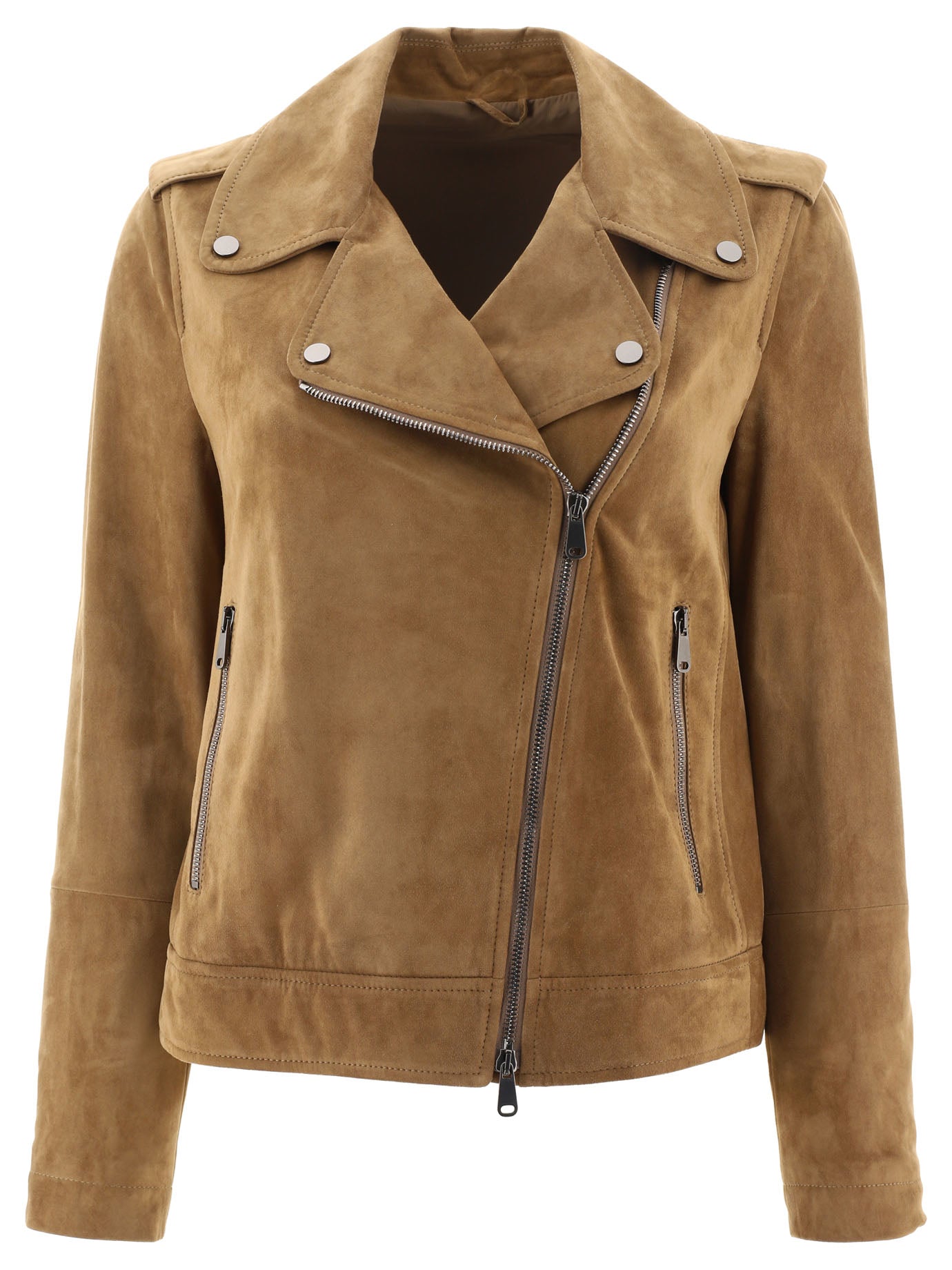 Brunello Cucinelli Suede Biker Jacket With Monili