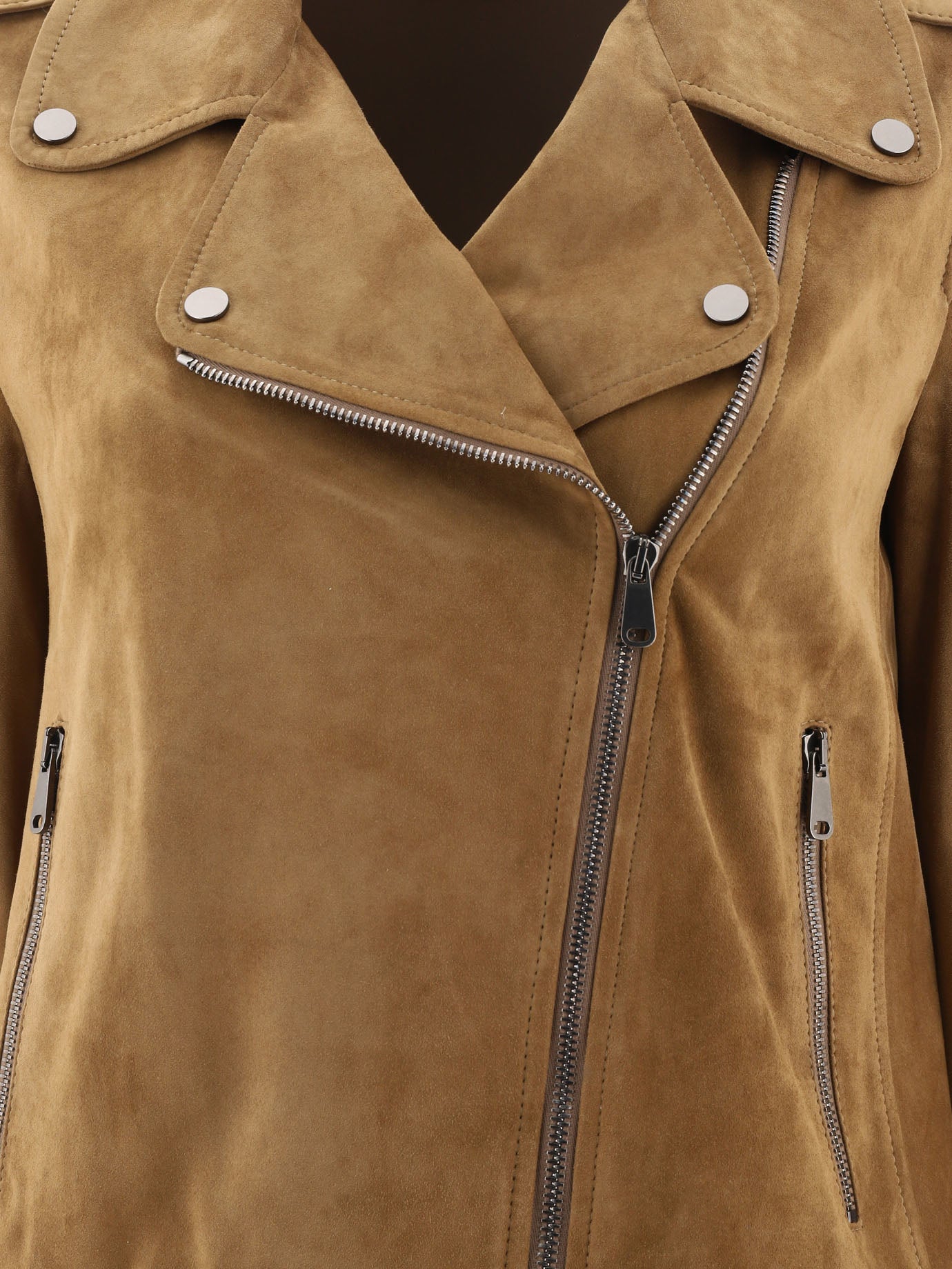 Brunello Cucinelli Suede Biker Jacket With Monili