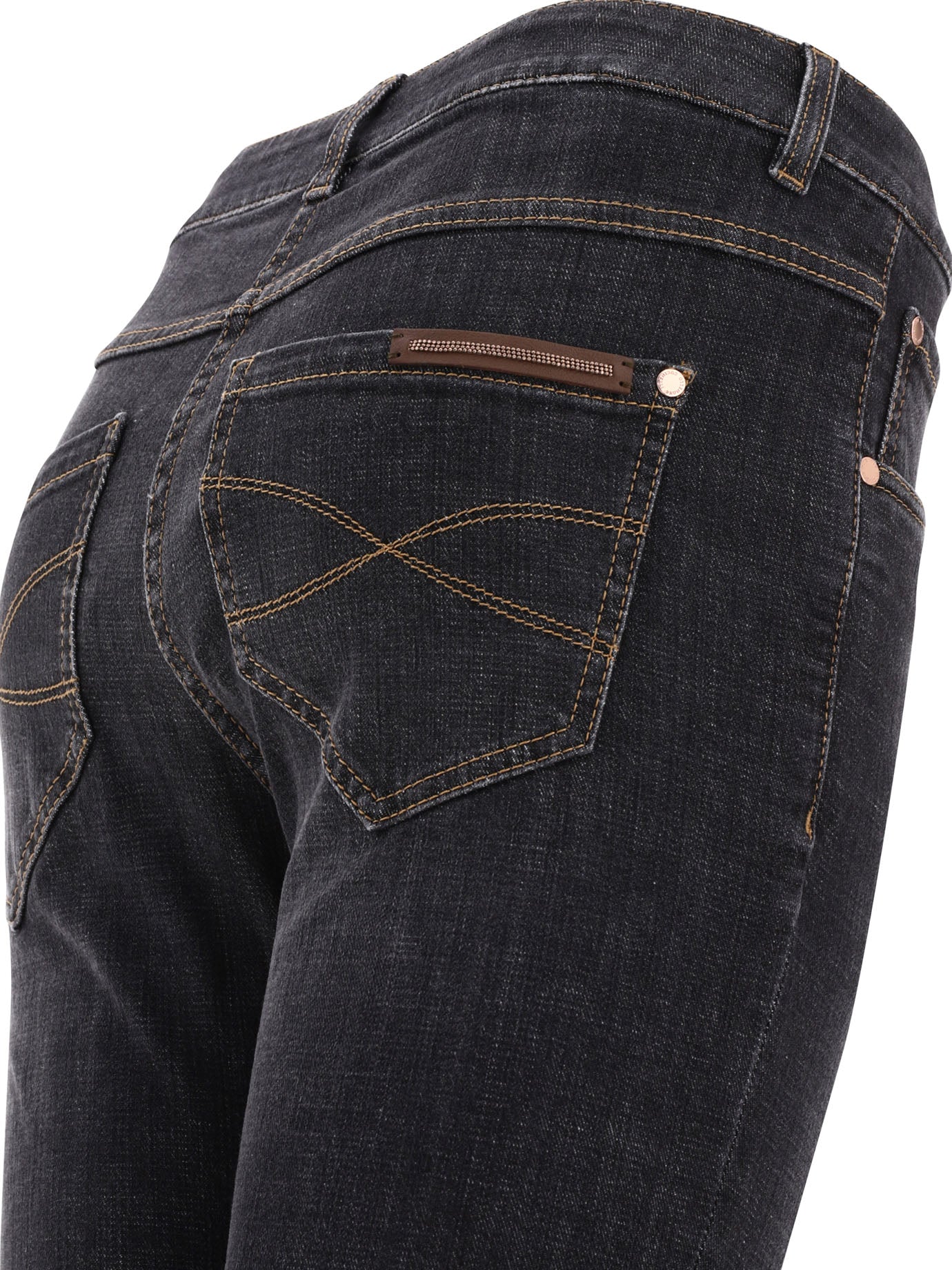 Brunello Cucinelli Jeans With Shiny Leather Tab