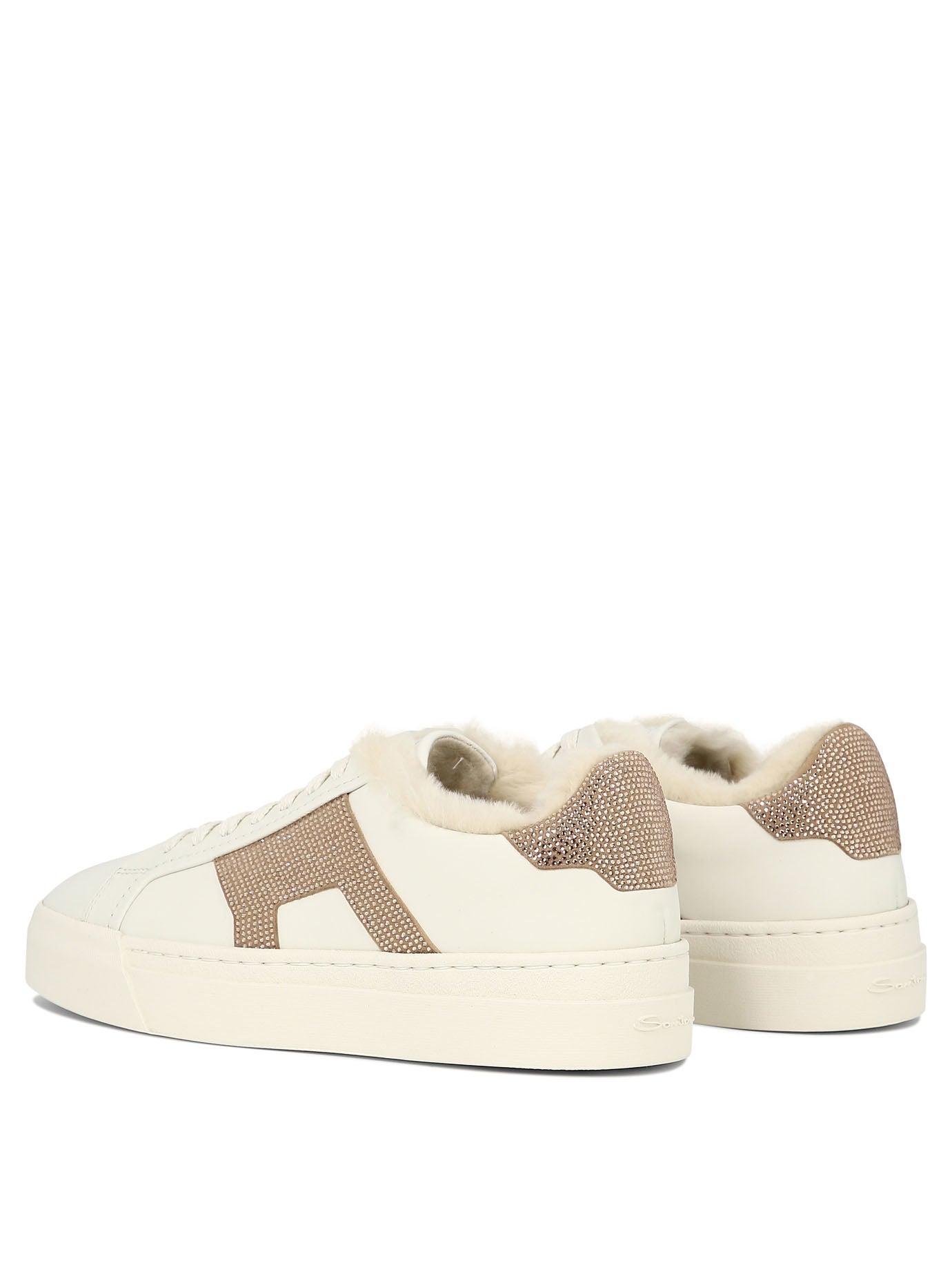 Santoni Double Buckle Rhinestone-Embellished Sneakers