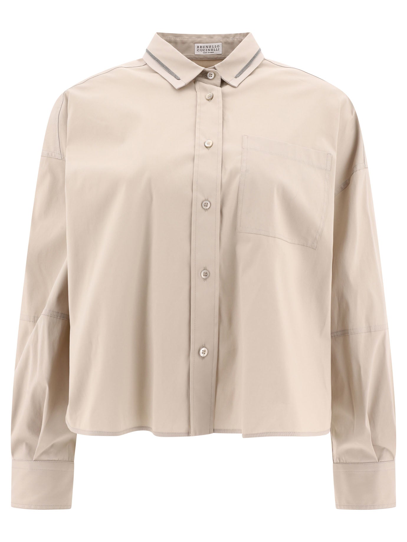 Brunello Cucinelli Poplin Shirt With Shiny Collar Trim