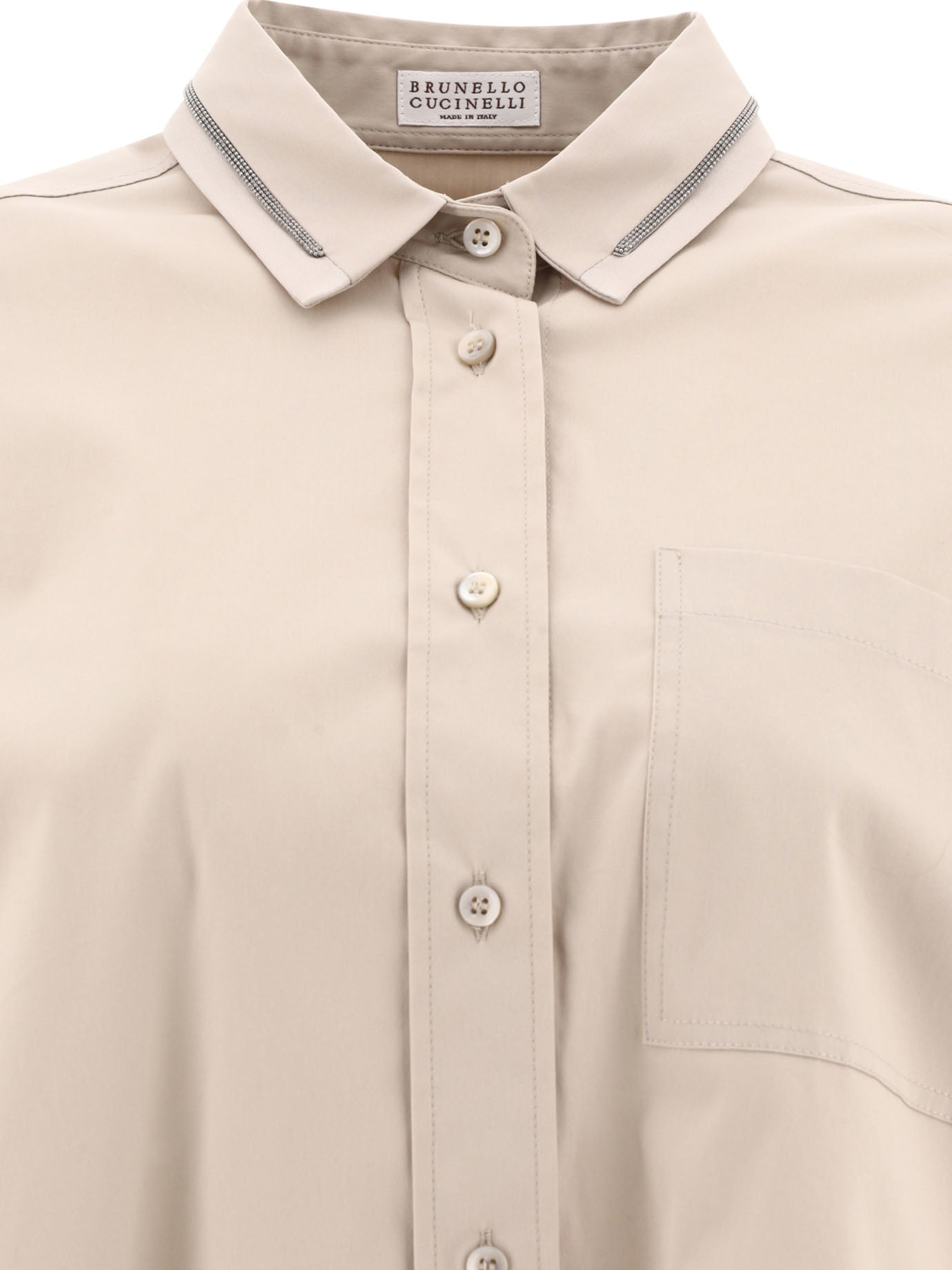 Brunello Cucinelli Poplin Shirt With Shiny Collar Trim