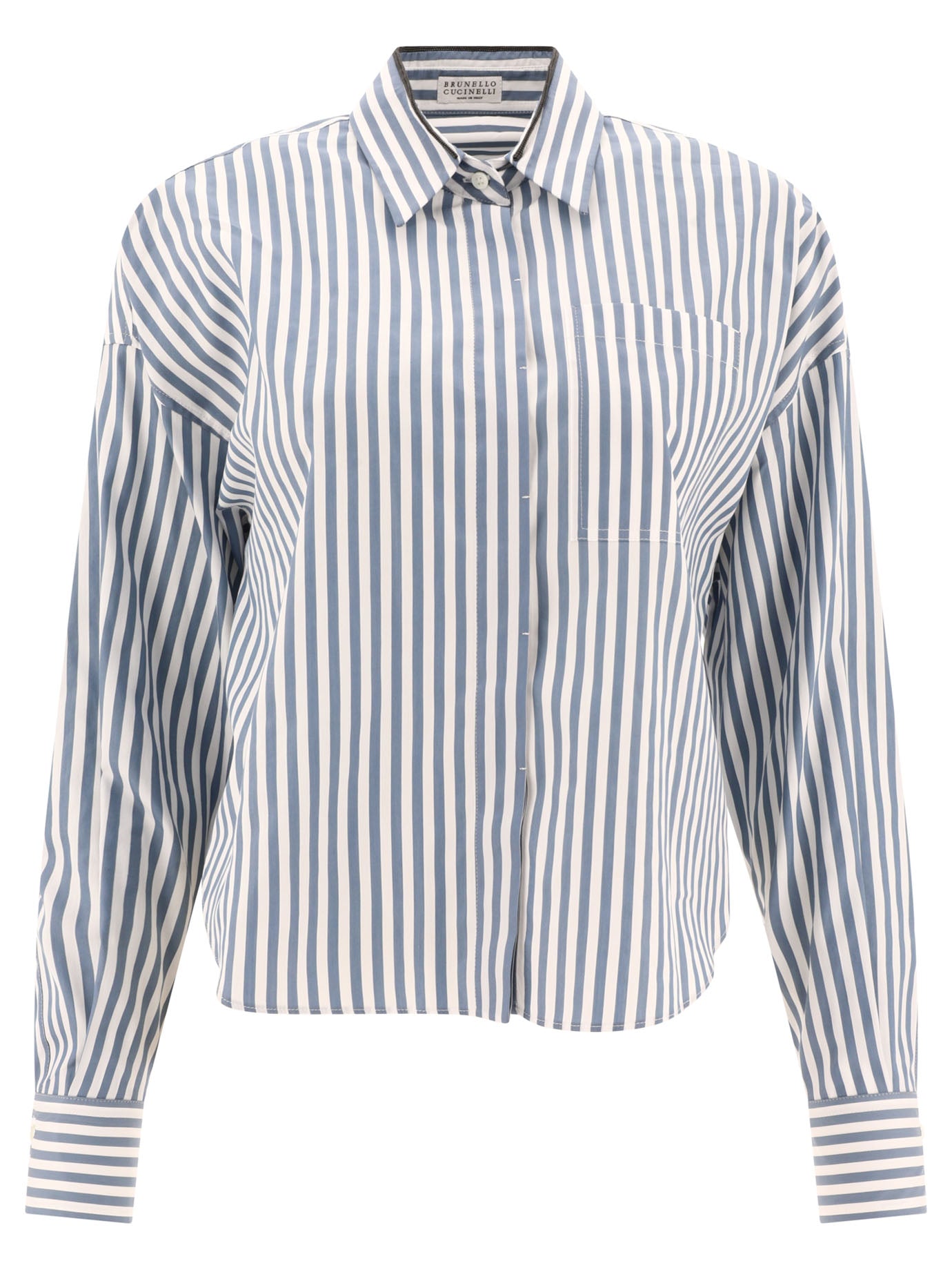 Brunello Cucinelli Striped Shirt With Shiny Collar