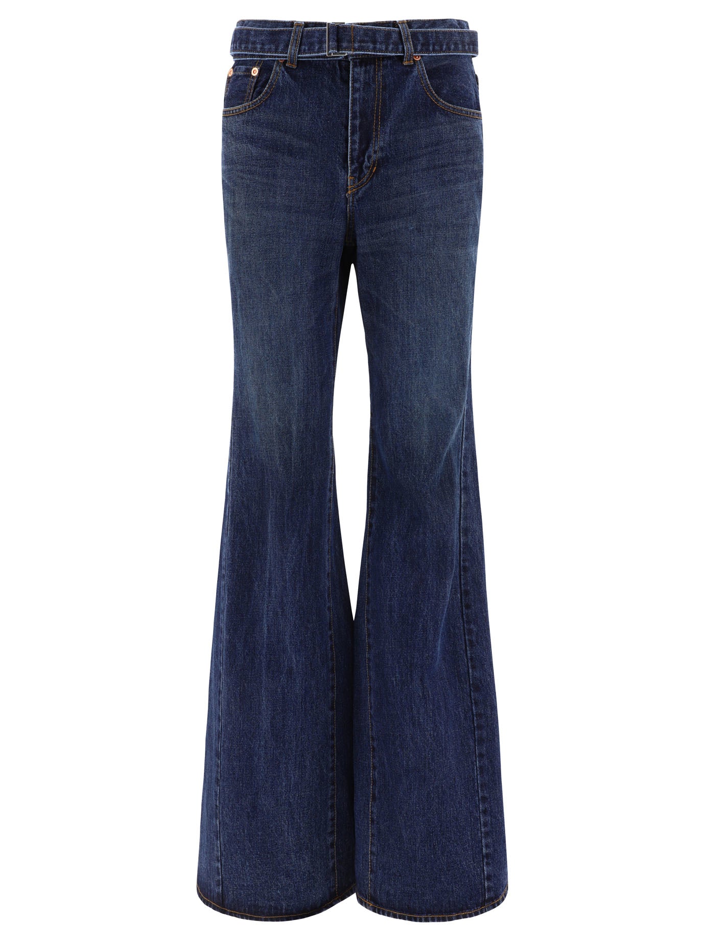 Sacai Belted Flared Jeans