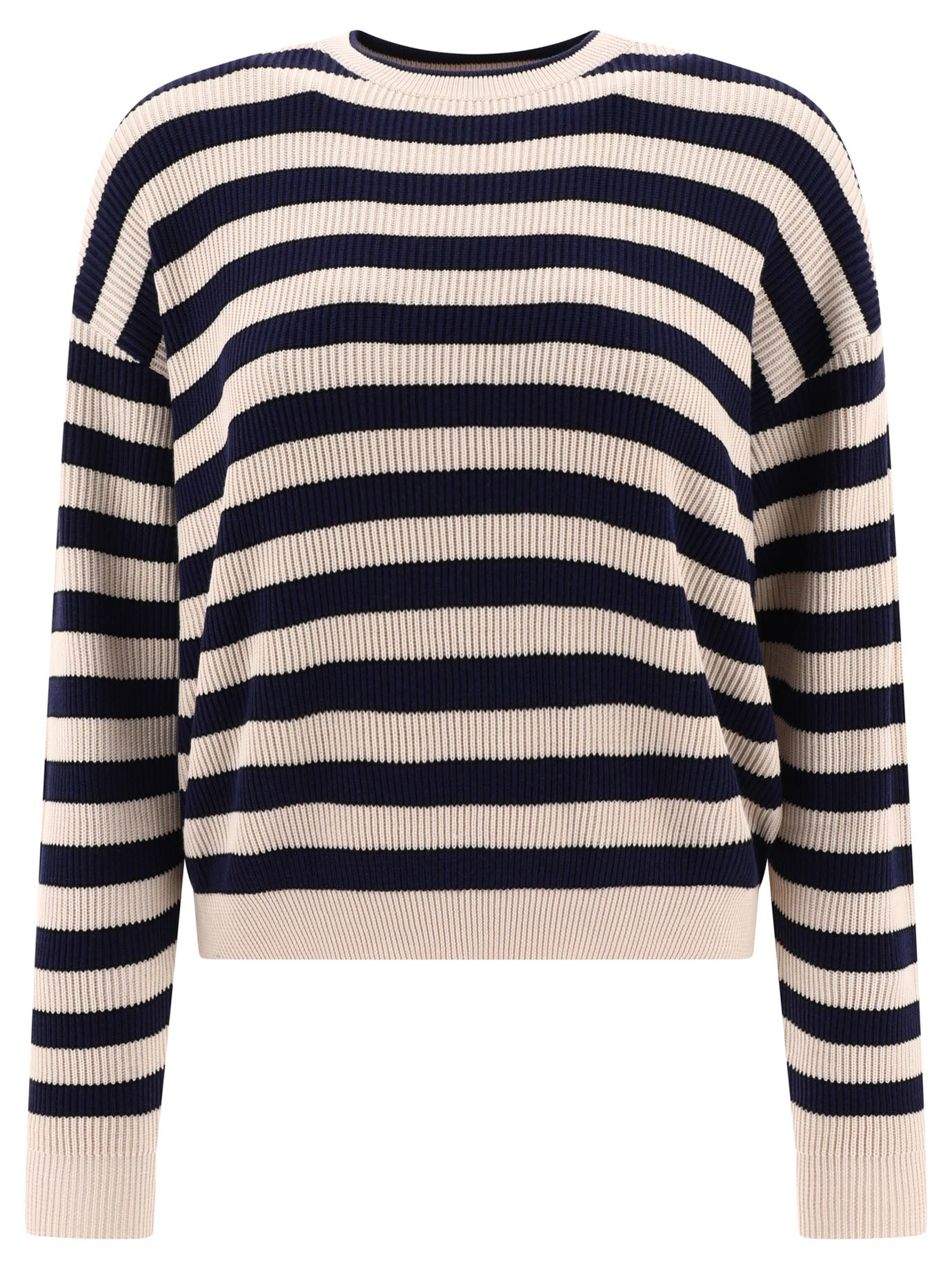 Brunello Cucinelli Striped English Rib Sweater With Monili