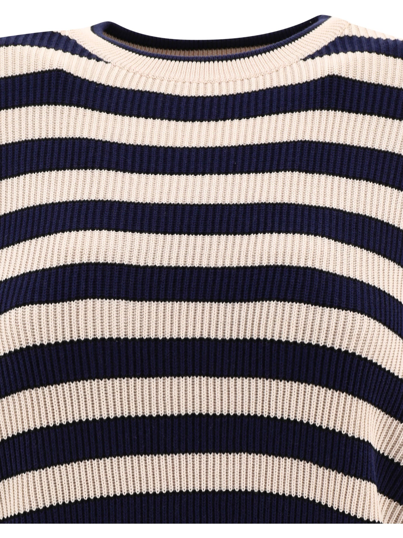 Brunello Cucinelli Striped English Rib Sweater With Monili