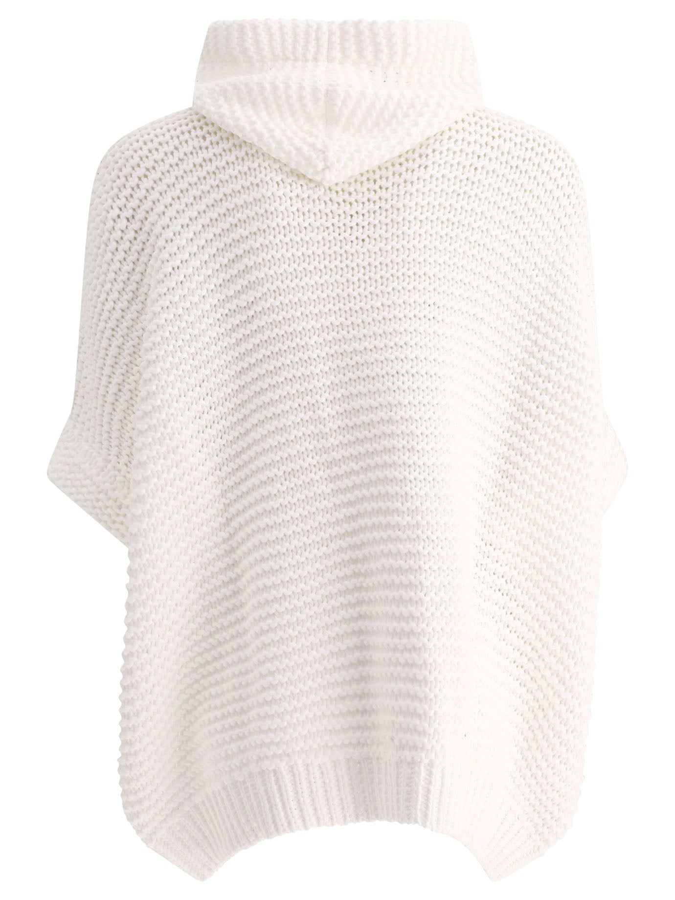 Brunello Cucinelli Soft Feather Yarn Link Stitch Poncho-Style Cardigan With Monili