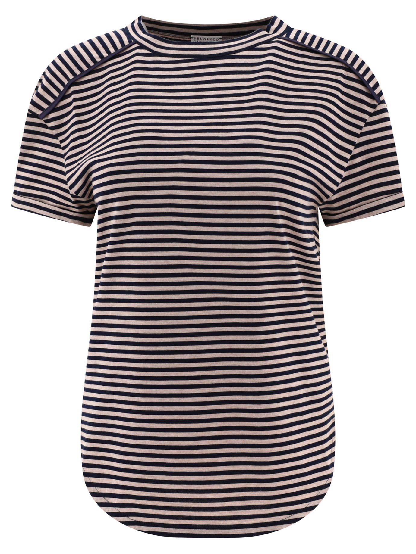 Brunello Cucinelli Striped Jersey T-Shirt With Monili