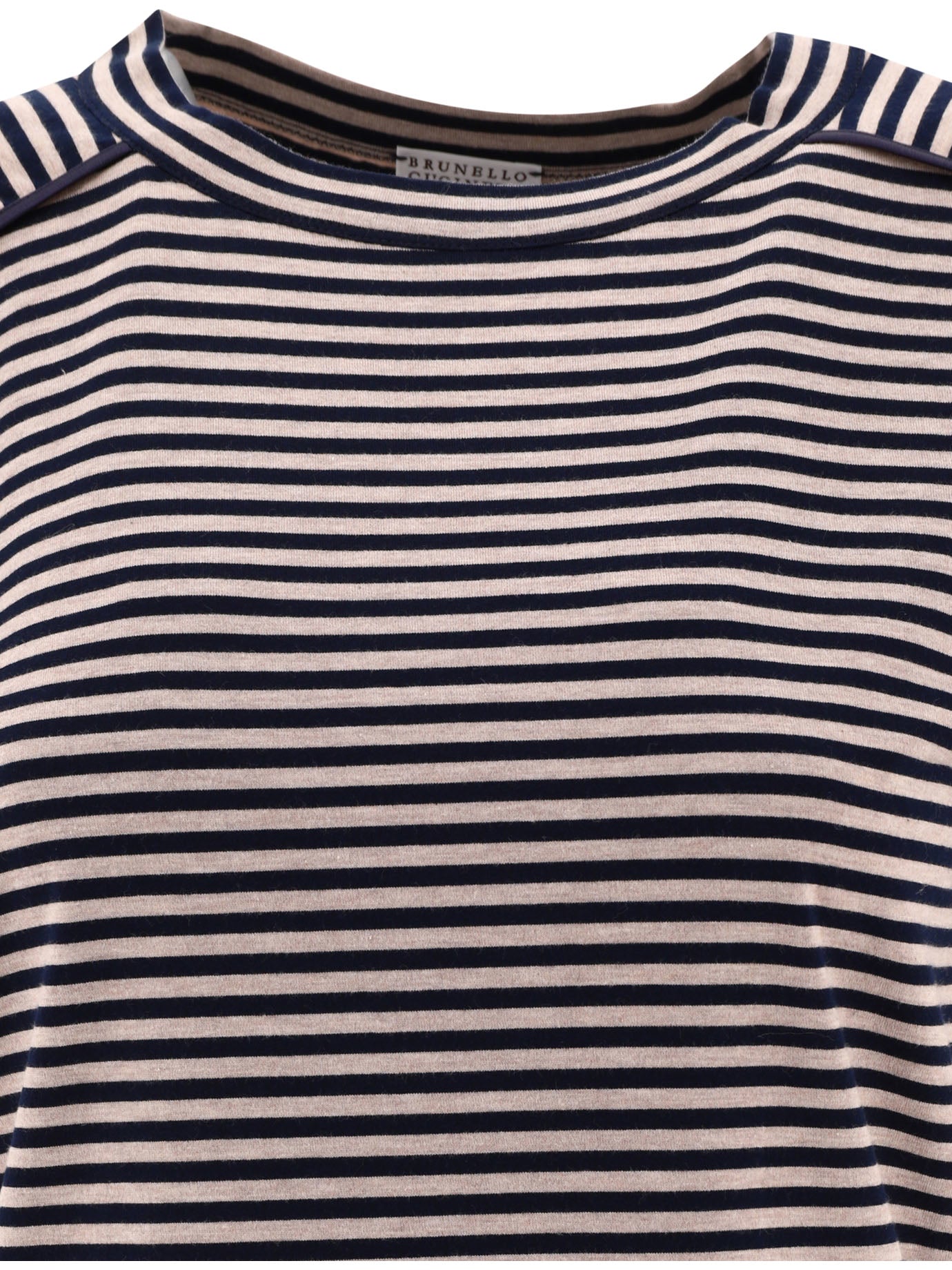 Brunello Cucinelli Striped Jersey T-Shirt With Monili