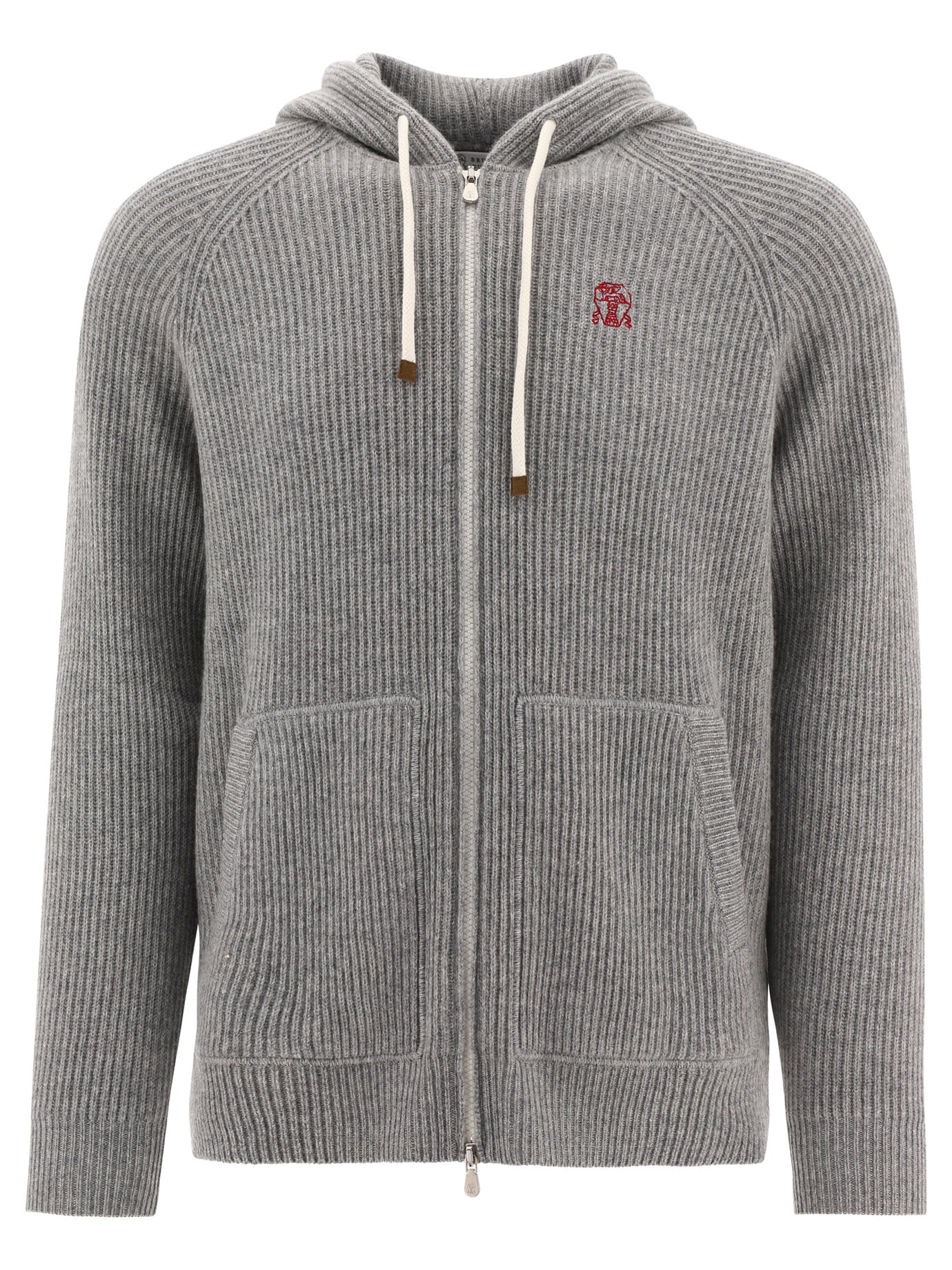 Brunello Cucinelli Ribbed Sweater With Embroidery