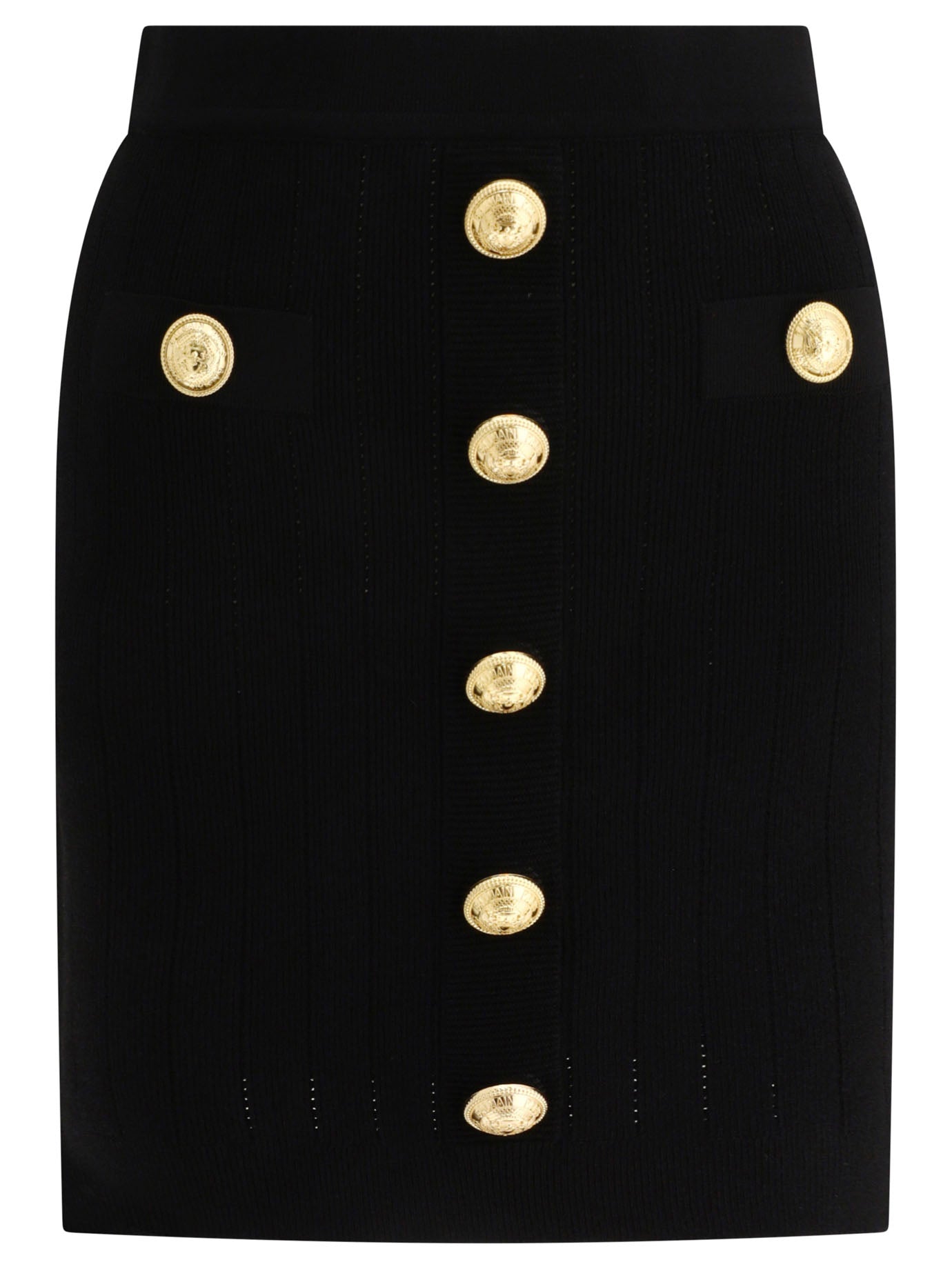 Balmain Ribbed Skirt With Buttons