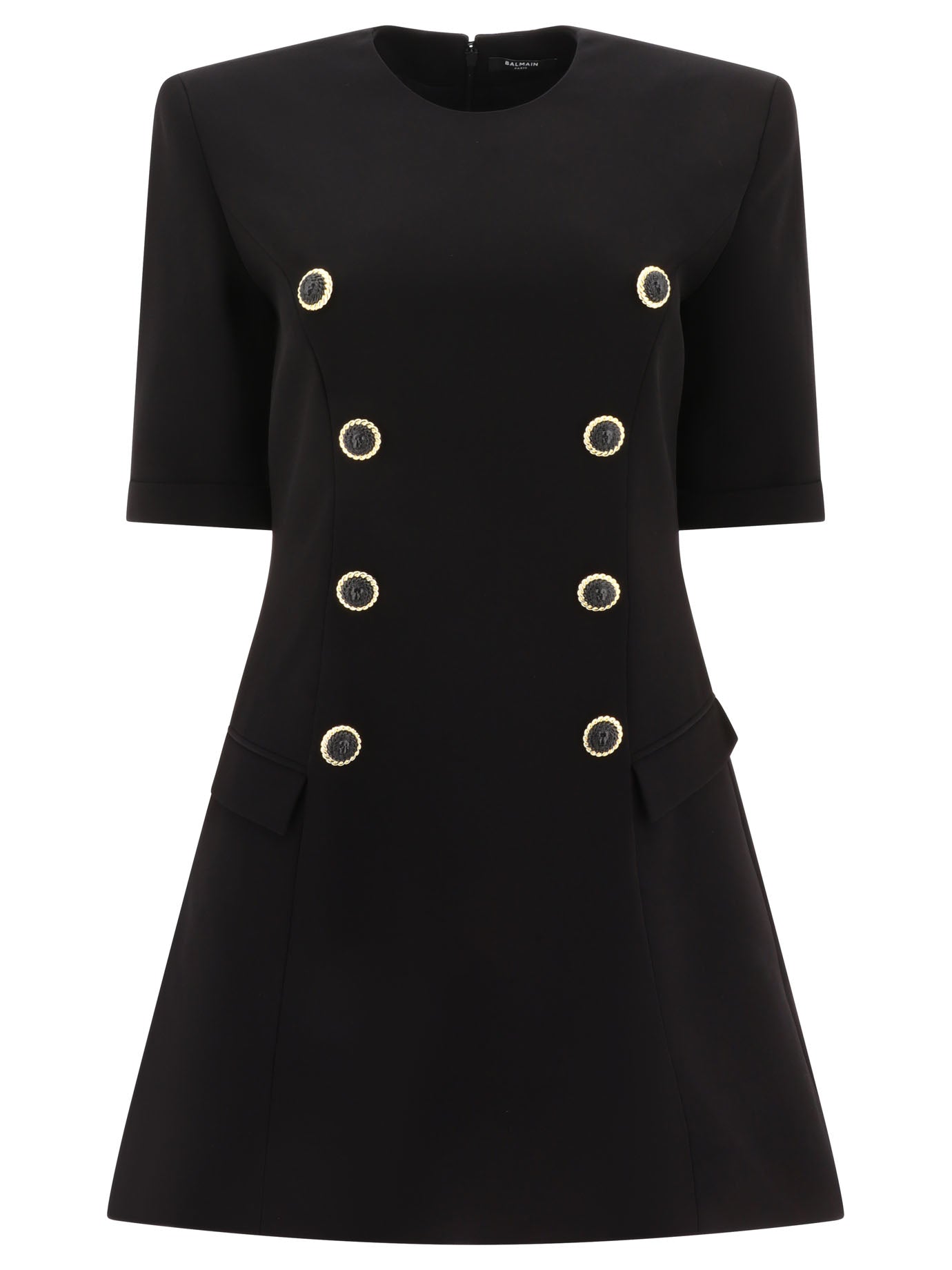 Balmain 8-Button Crepe Dress