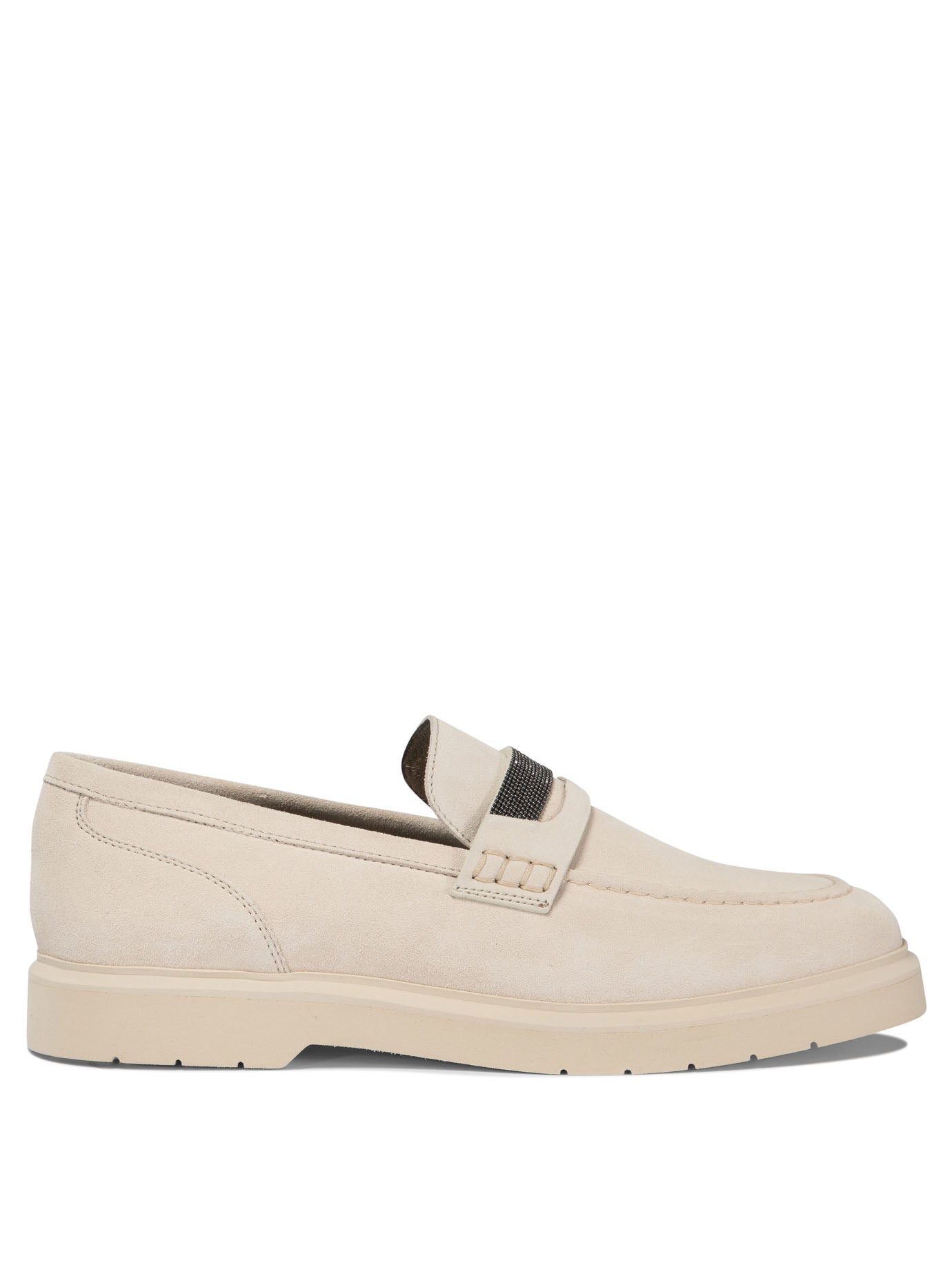 Brunello Cucinelli Suede Penny Loafer With Monili