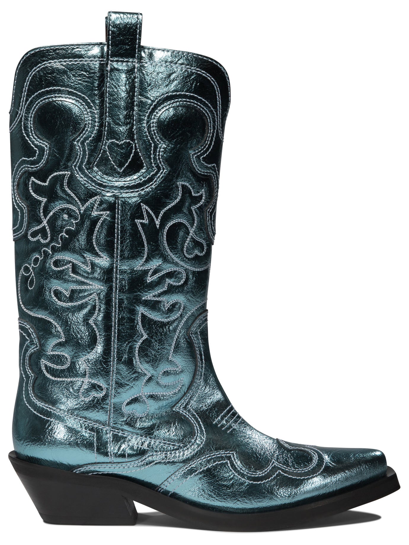 Ganni Western-Embroidered Boots