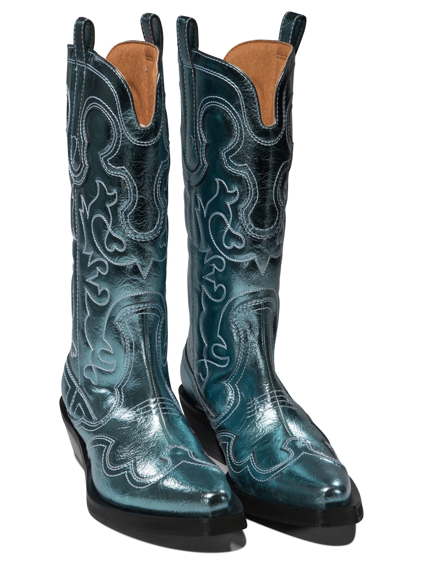 Ganni Western-Embroidered Boots