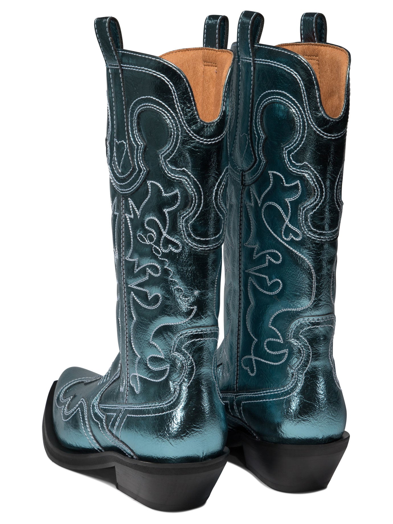 Ganni Western-Embroidered Boots