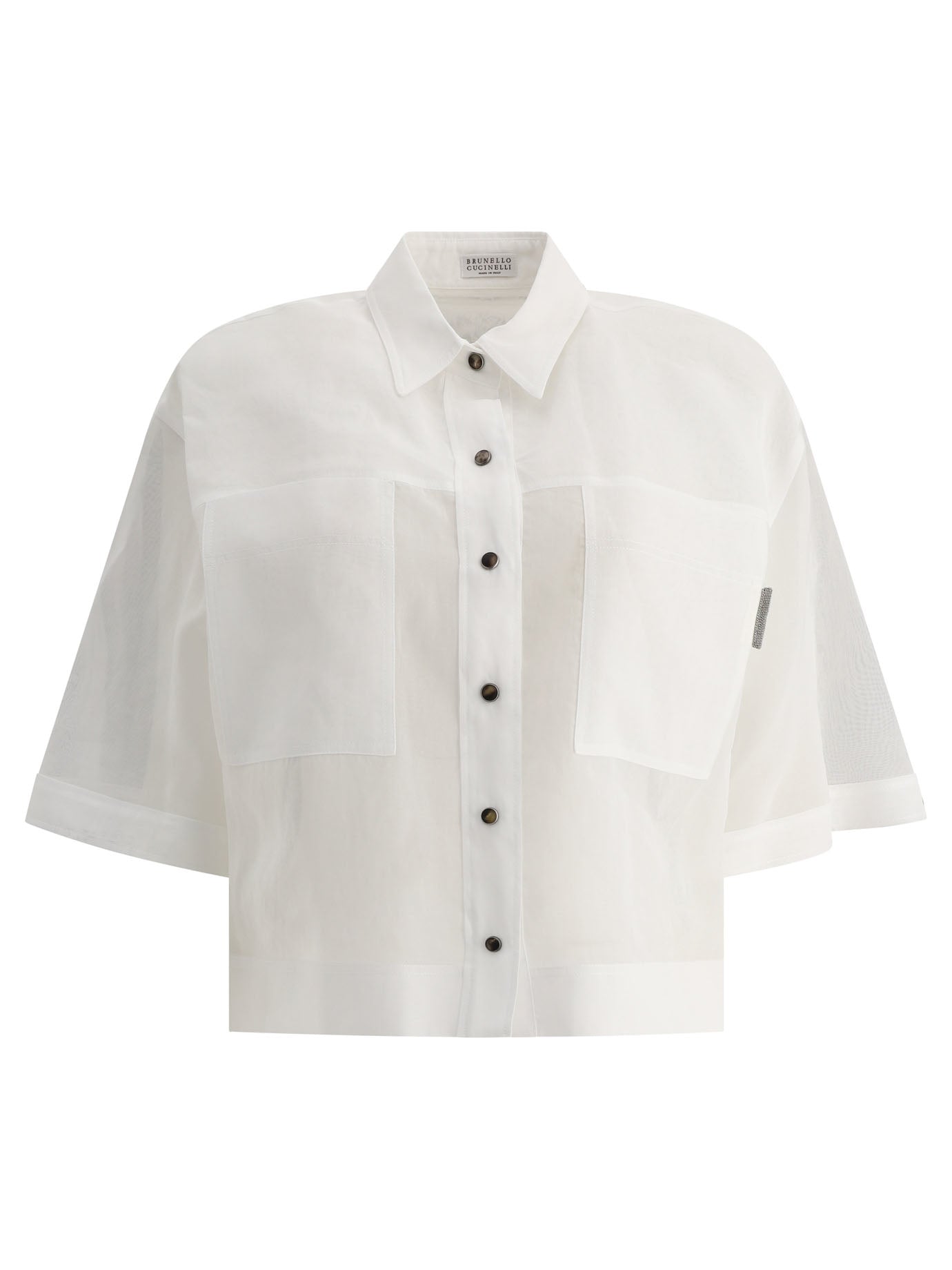 Brunello Cucinelli Cotton Organza Shirt With Shiny Tab