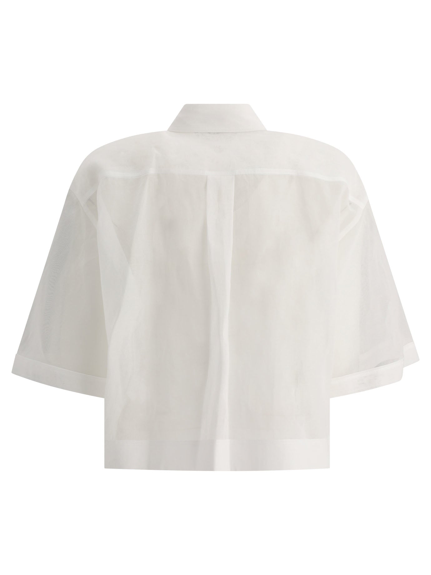 Brunello Cucinelli Cotton Organza Shirt With Shiny Tab