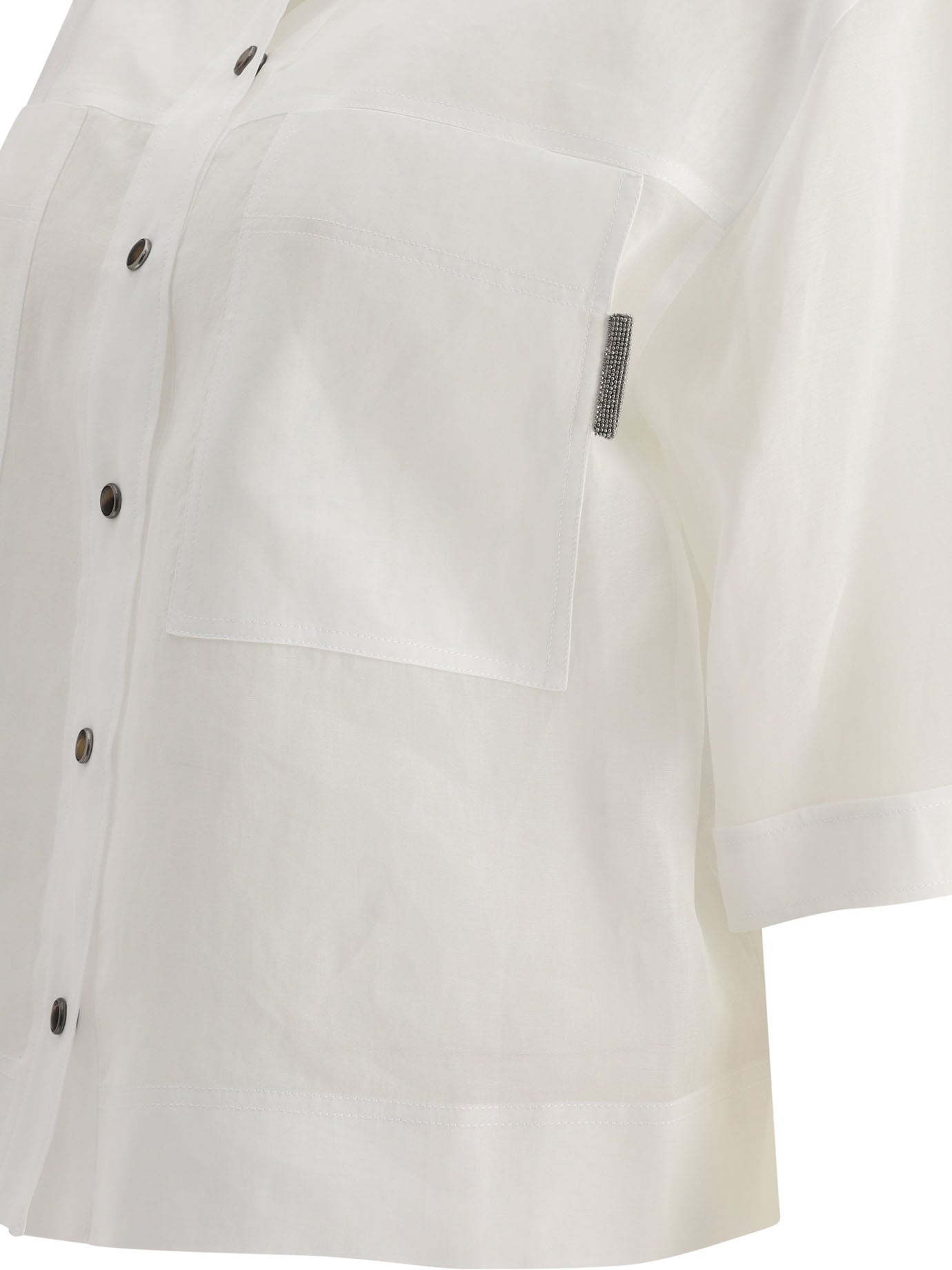 Brunello Cucinelli Cotton Organza Shirt With Shiny Tab