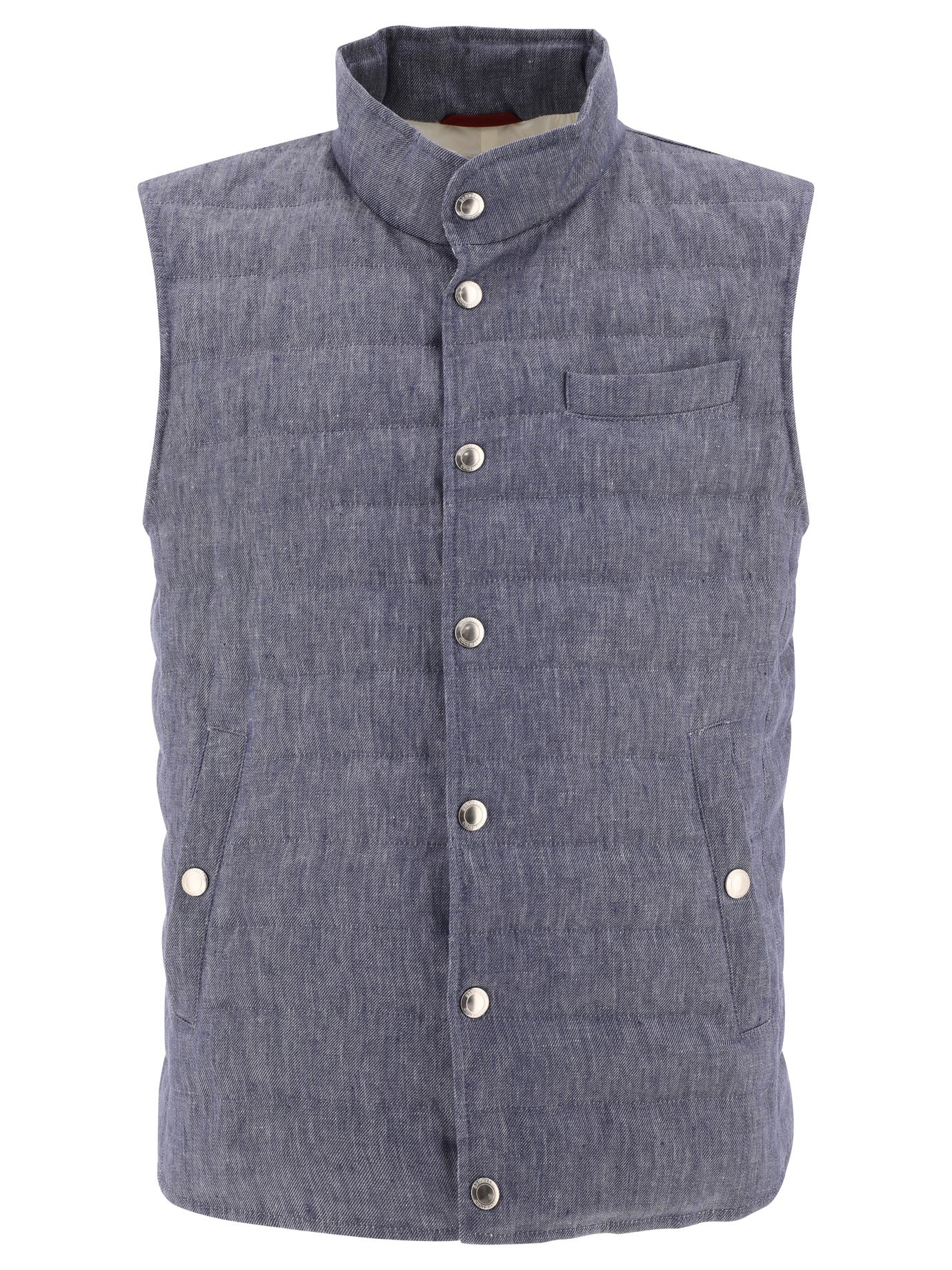 Brunello Cucinelli Denim-Effect Linen Vest Jacket