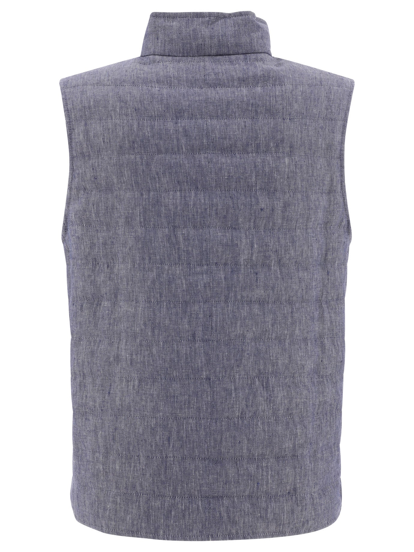 Brunello Cucinelli Denim-Effect Linen Vest Jacket