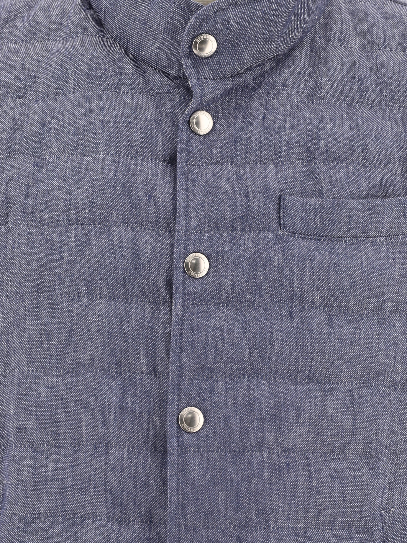 Brunello Cucinelli Denim-Effect Linen Vest Jacket