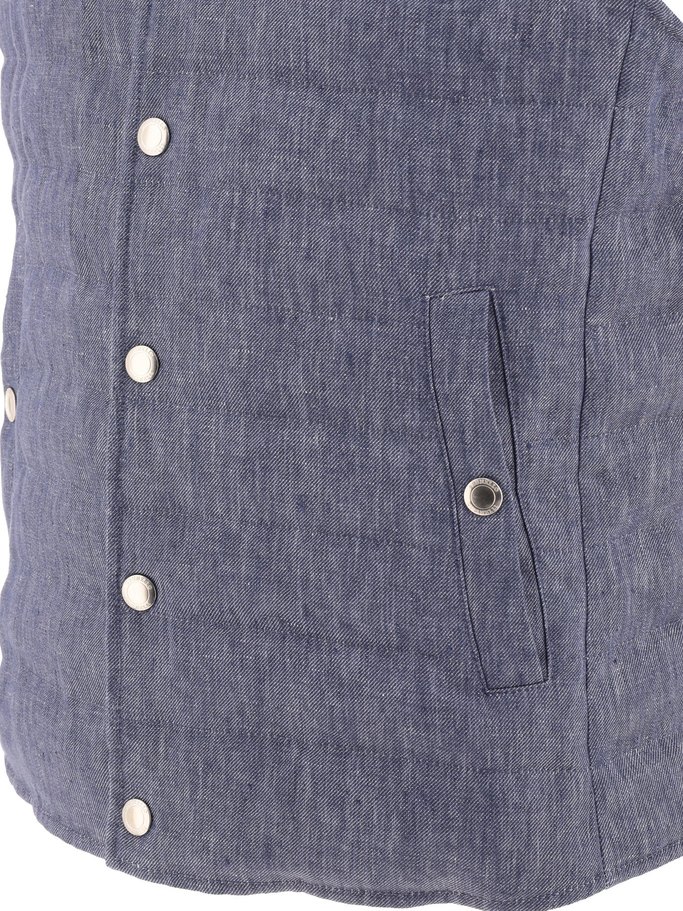 Brunello Cucinelli Denim-Effect Linen Vest Jacket