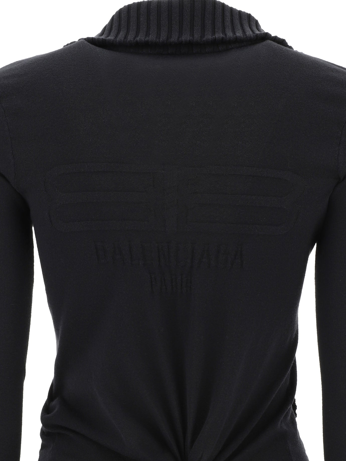 Balenciaga Knotted Bb Paris Icon Zippered Sweater