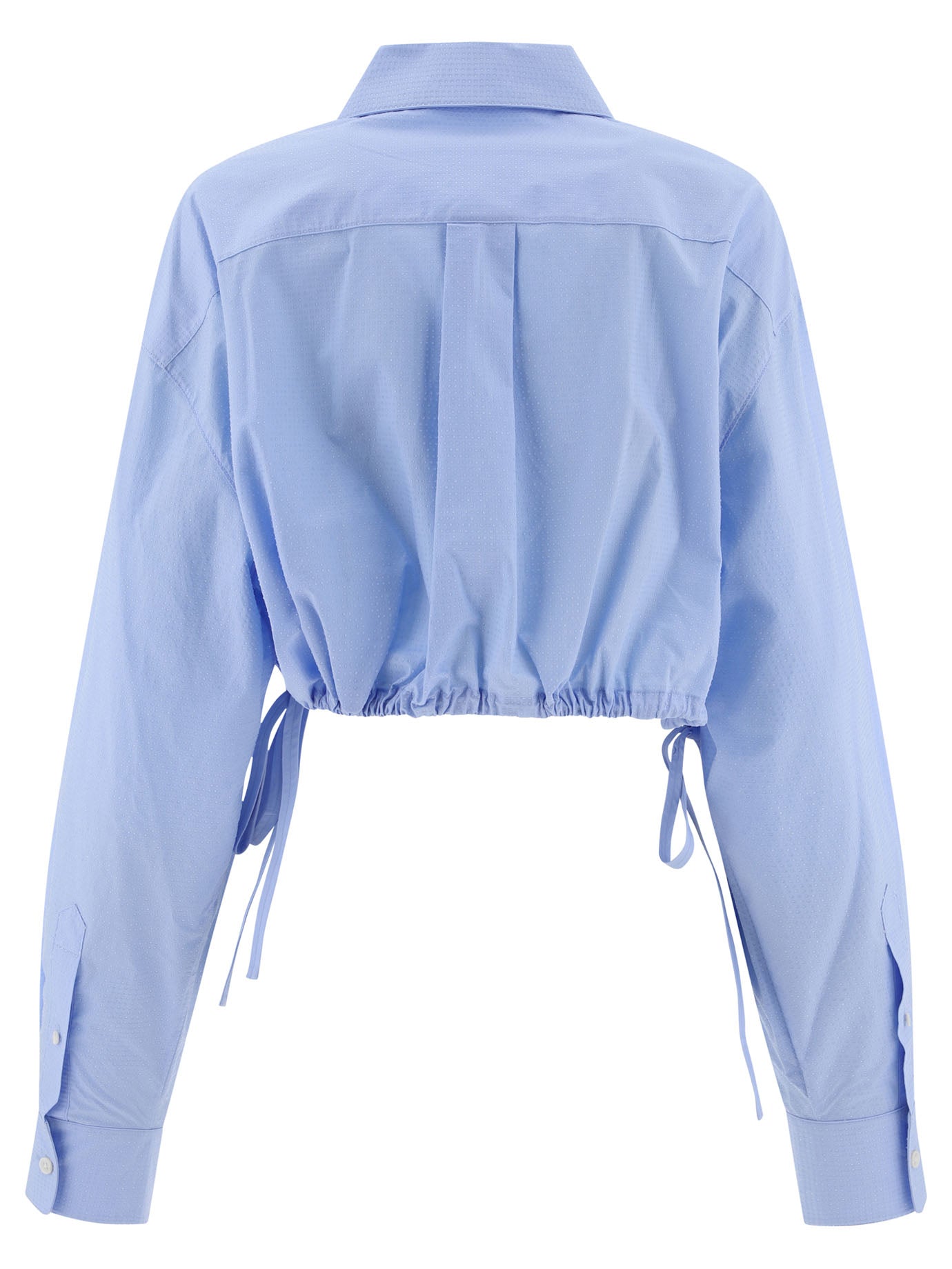 Alexander Wang Cropped Drawstring Shirt With Crystal Hotfix